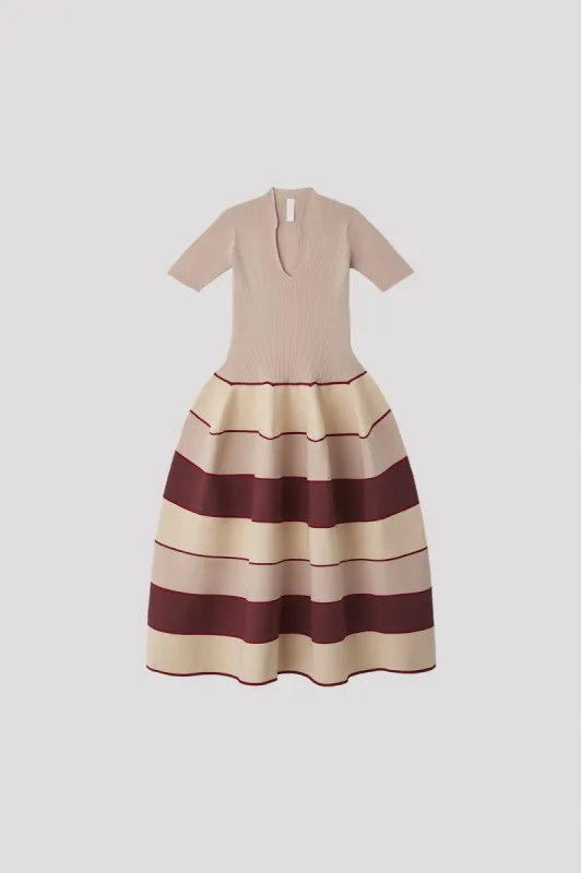 POTTERY STAND-UP COLLAR SHORT SLEEVE DRESS made by CFCL Womens