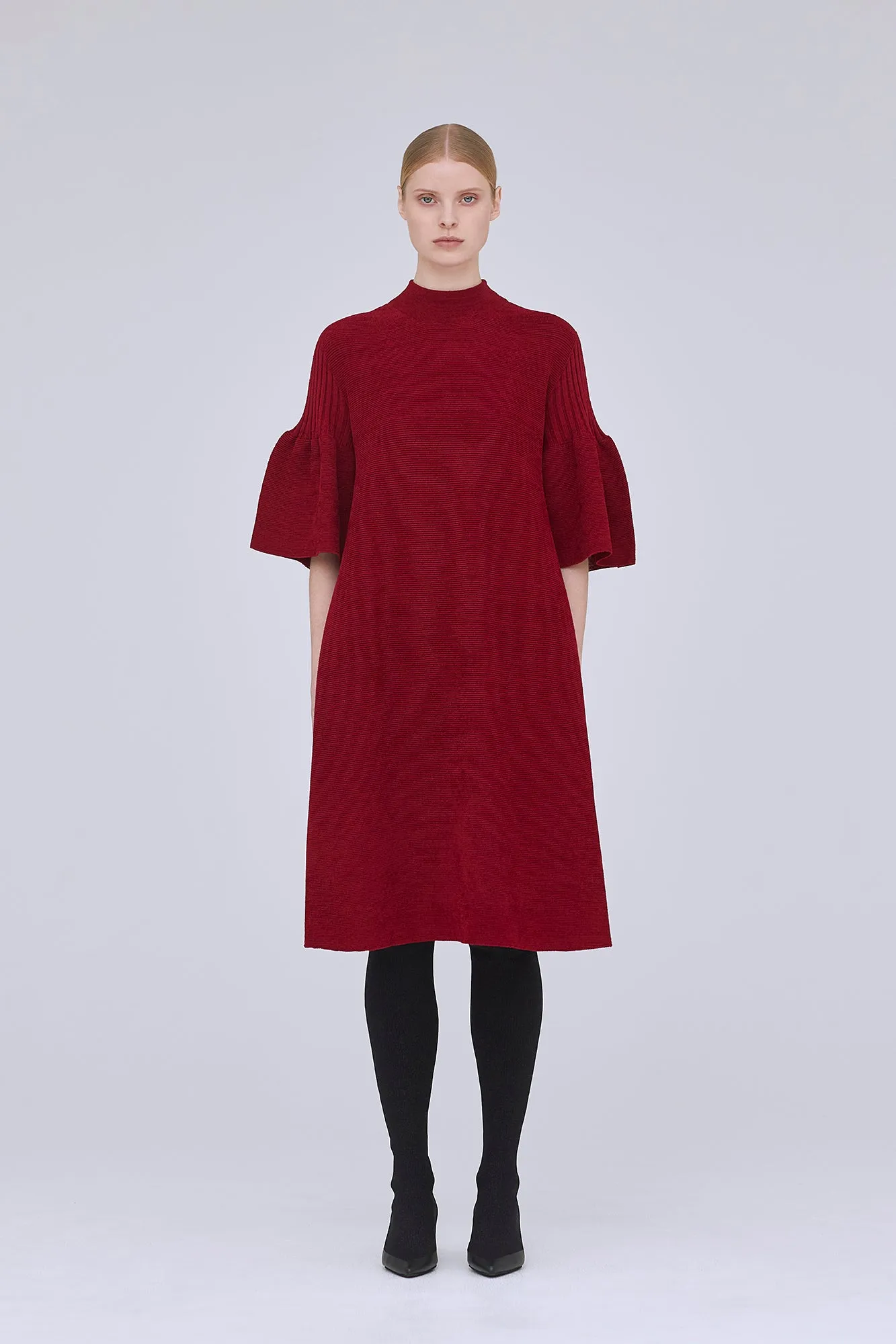 POTTERY VELVET SHORT BELL SLEEVE FLARE MINI DRESS sold by CFCL Womens product image thumbnail 5