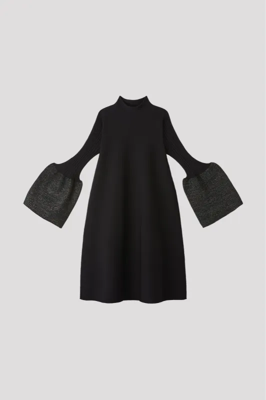 POTTERY GLITTER LONG BELL SLEEVE FLARE MINI DRESS made by CFCL Womens