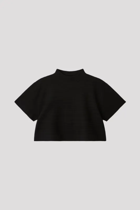 GARTER MOCKNECK SHORT SLEEVE CROPPED TEE SHIRT sold by CFCL Womens