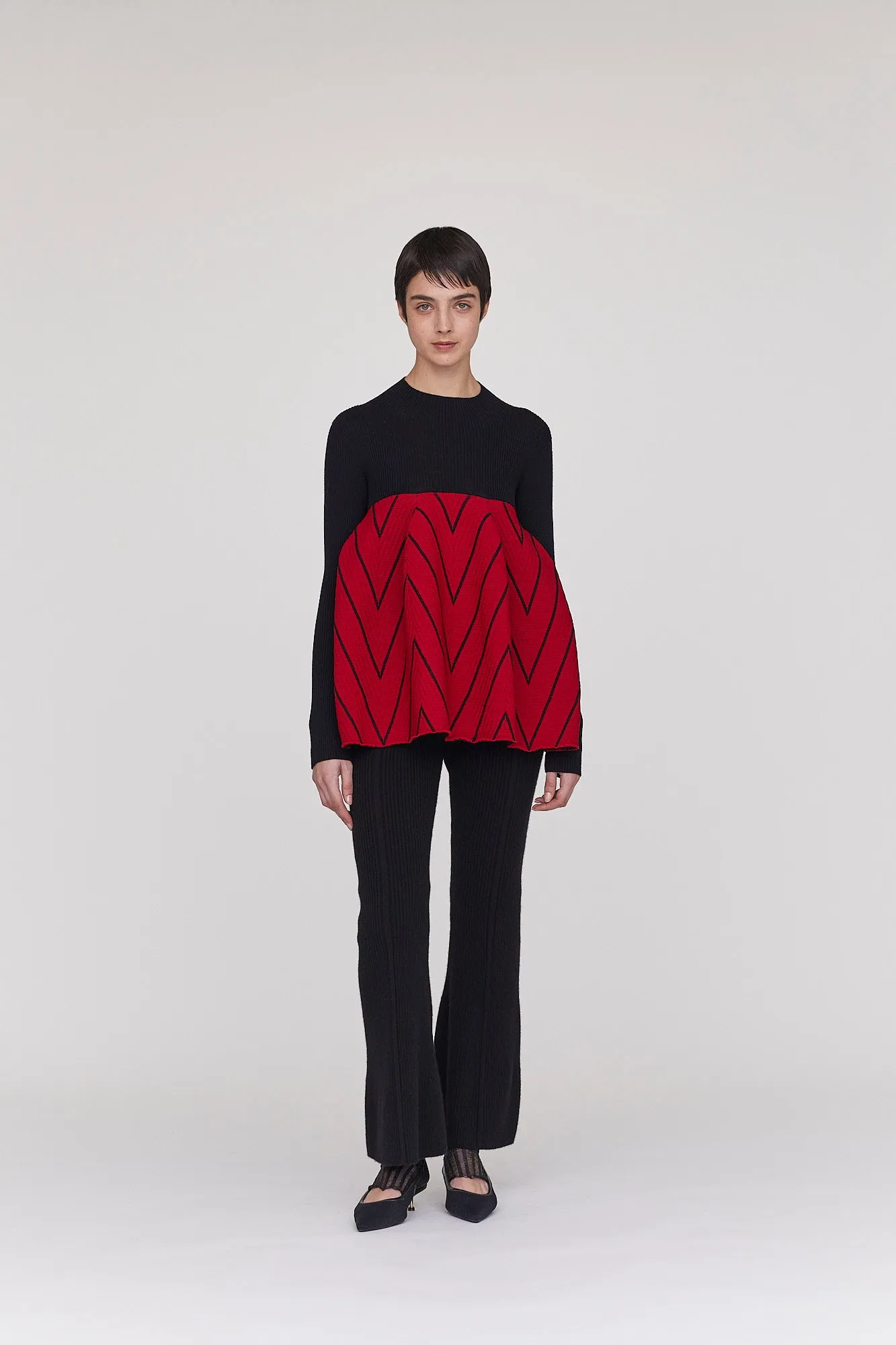 POTTERY HERRINGBONE LONG SLEEVE BUST FLARE TOP sold by CFCL Womens product image thumbnail 5