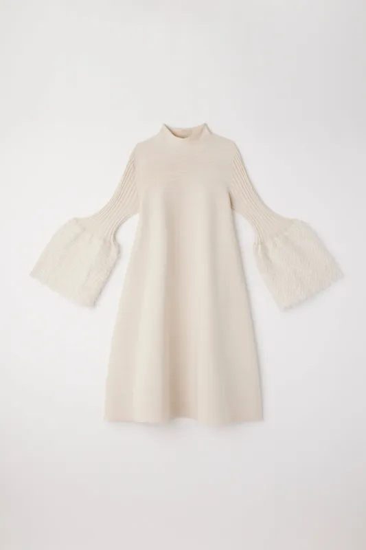 POTTERY PILE GLITTER LONG BELL SLEEVE FLARE MINI DRESS made by CFCL Womens