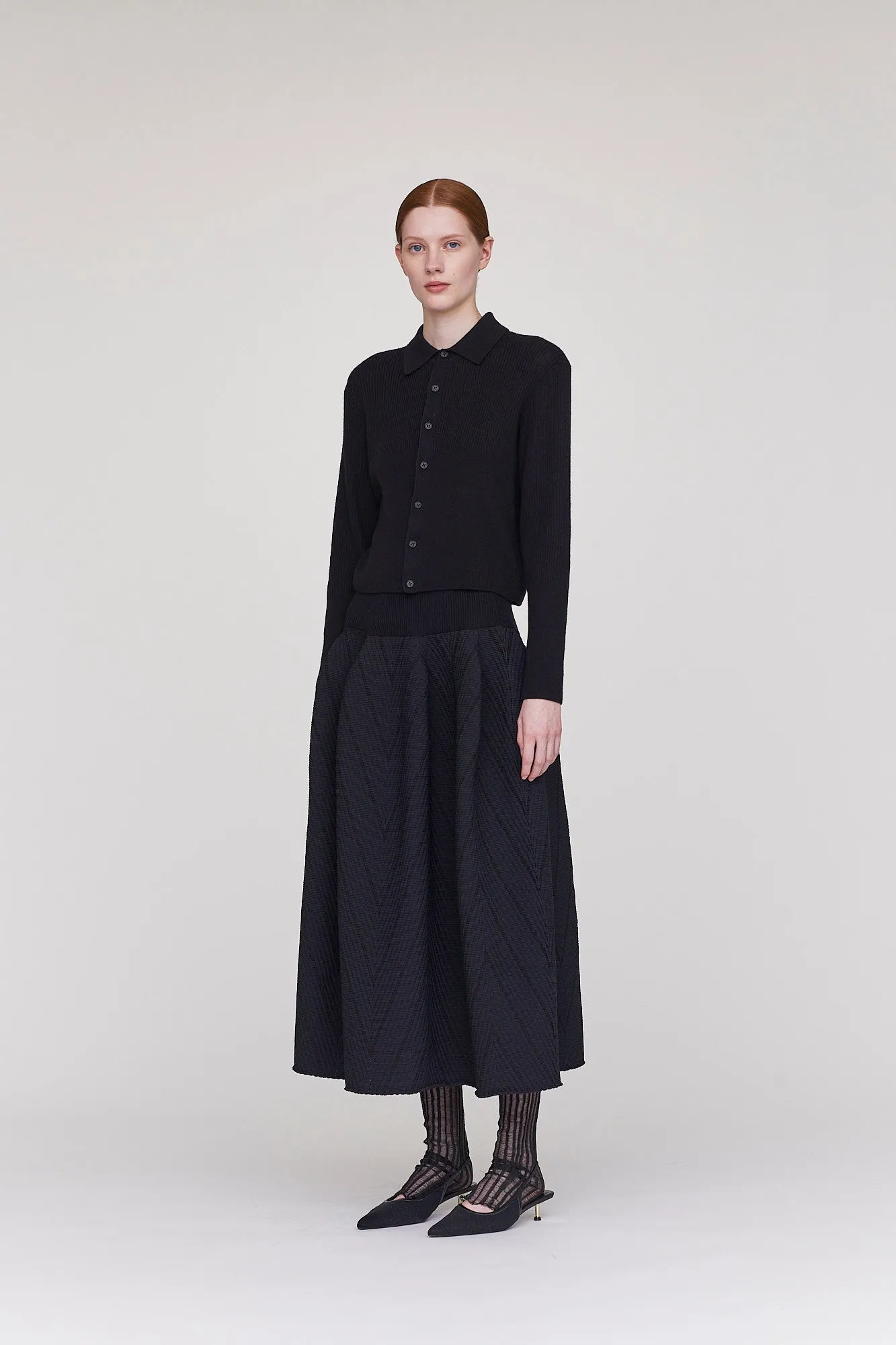 【VOL.10 2nd delivery】SILK CASHMERE RIVULET CROPPED SHIRT CARDIGAN sold by CFCL Womens product image thumbnail 5