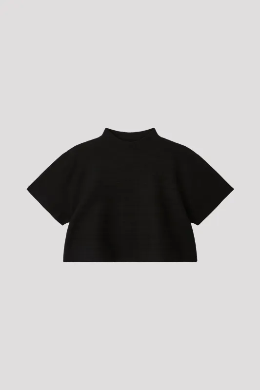 GARTER MOCKNECK SHORT SLEEVE CROPPED TEE SHIRT sold by CFCL Womens