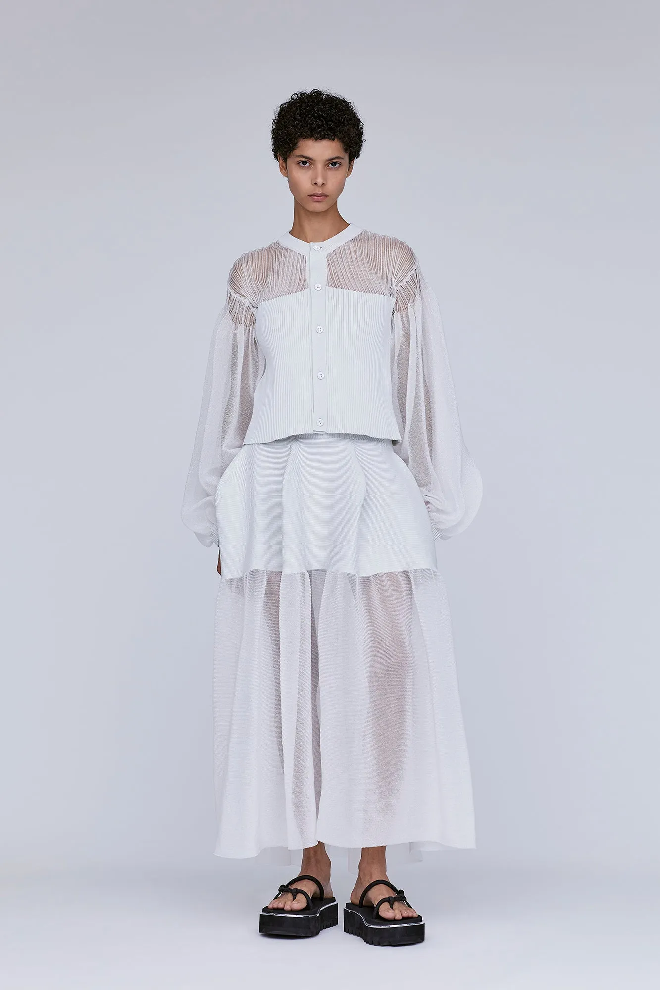 FLUTED LUCENT GLITTER PUFF SLEEVE CROPPED CARDIGAN sold by CFCL Womens product image thumbnail 5