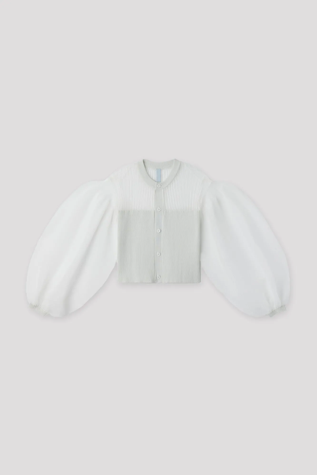 FLUTED LUCENT GLITTER PUFF SLEEVE CROPPED CARDIGAN sold by CFCL Womens