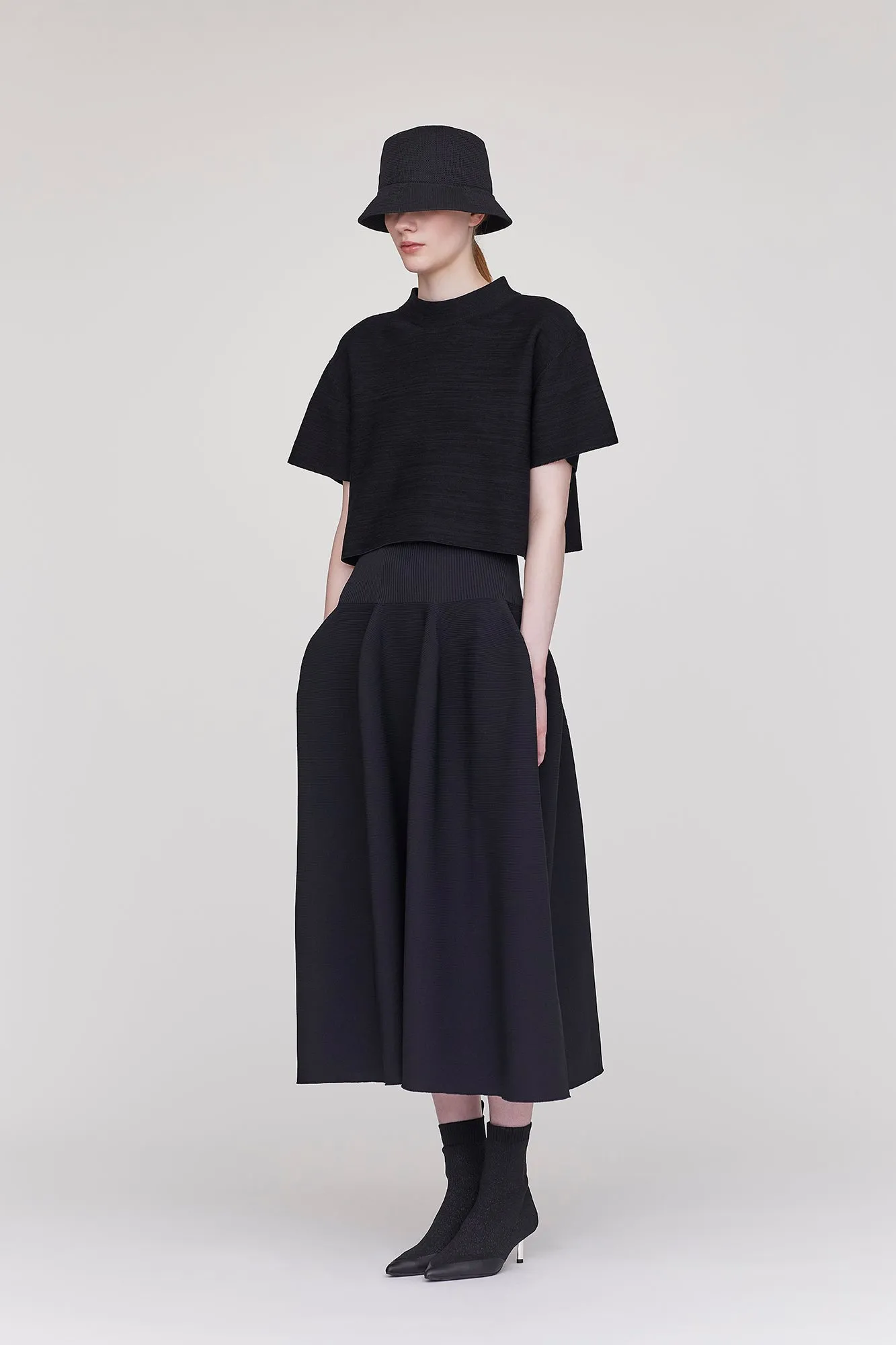 GARTER MOCKNECK SHORT SLEEVE CROPPED TEE SHIRT sold by CFCL Womens product image thumbnail 5