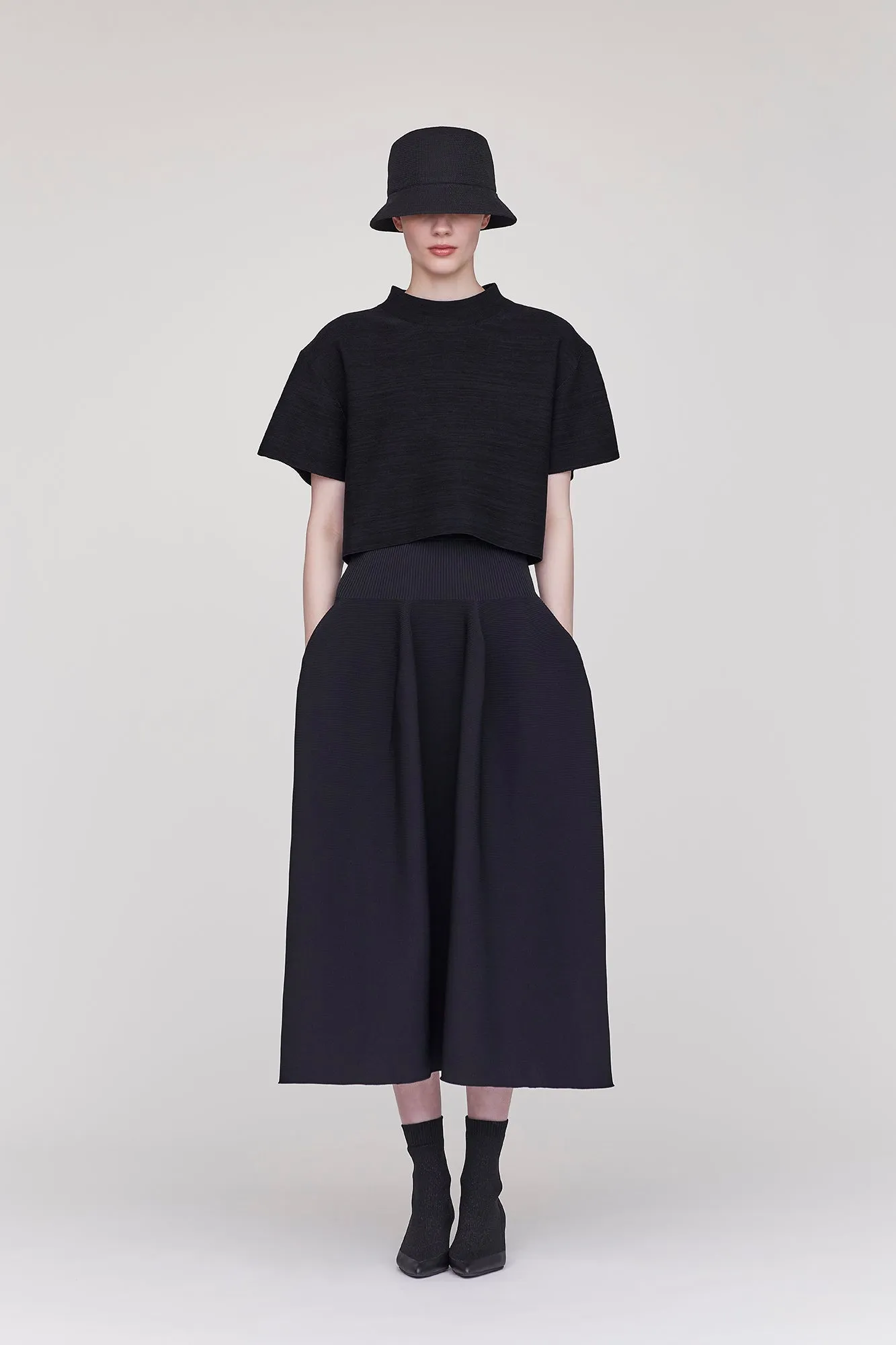 GARTER MOCKNECK SHORT SLEEVE CROPPED TEE SHIRT sold by CFCL Womens product image thumbnail 4
