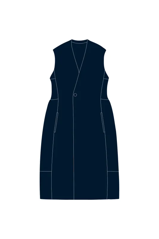 MILAN COLLARLESS LONG VEST made by CFCL Womens