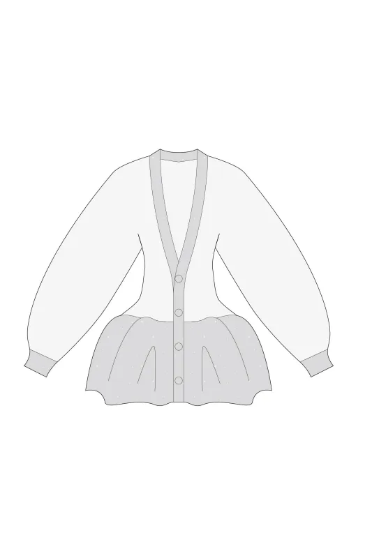 【VOL.11 1st delivery】POTTERY LUCENT GLITTER PUFF SLEEVE CARDIGAN sold by CFCL Womens