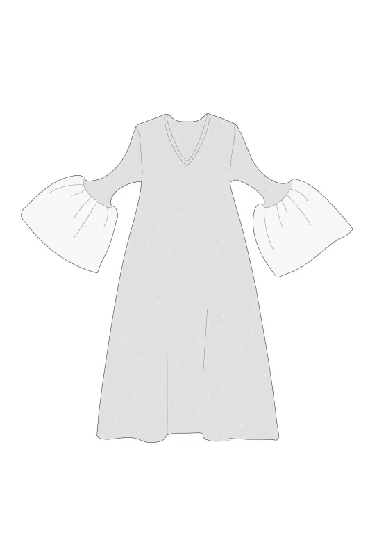 POTTERY LUCENT LONG BELL SLEEVE FLARE DRESS made by CFCL Womens