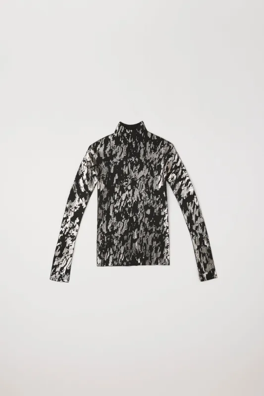 SOFT PORTRAIT FOIL HIGHNECK LONG SLEEVE TOP sold by CFCL Womens