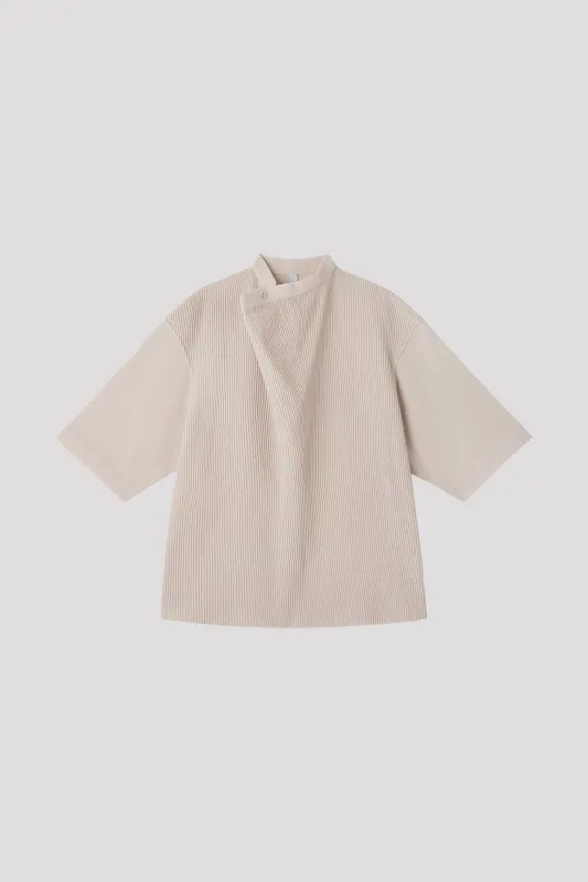 TC SOFT HYPHA WRAP COLLAR SHORT SLEEVE TOP made by CFCL Womens