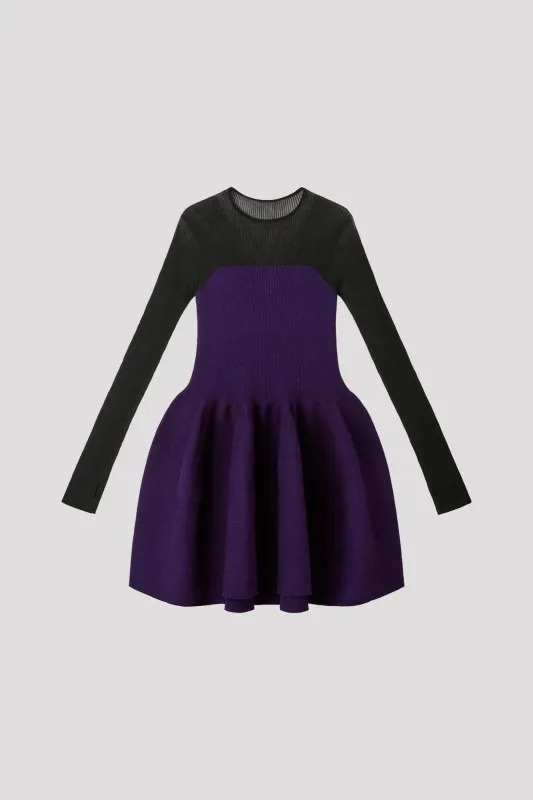 POTTERY VELVET LUCENT DECOLLETAGE LONG SLEEVE MINI DRESS made by CFCL Womens