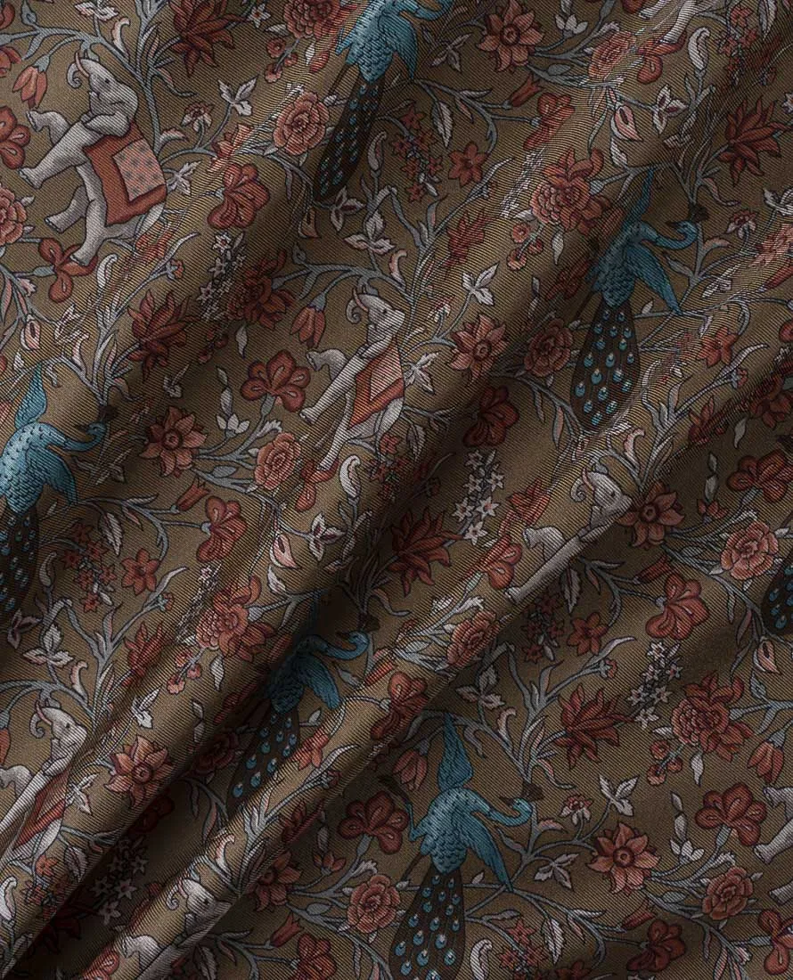 Bandana Scarf Twill Silk - Brown Paradise Garden Print sold by Paolo Albizzati product image thumbnail 5
