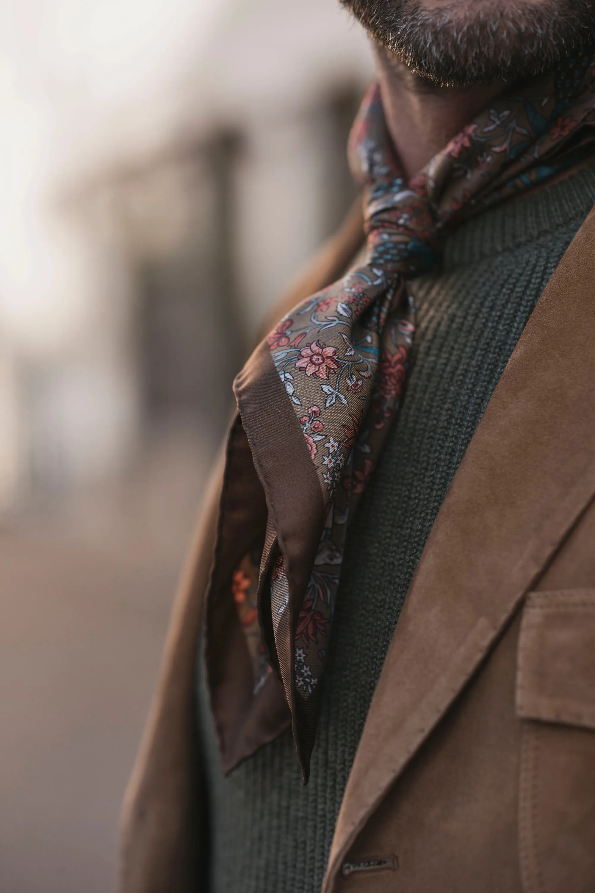 Bandana Scarf Twill Silk - Brown Paradise Garden Print sold by Paolo Albizzati product image thumbnail 2