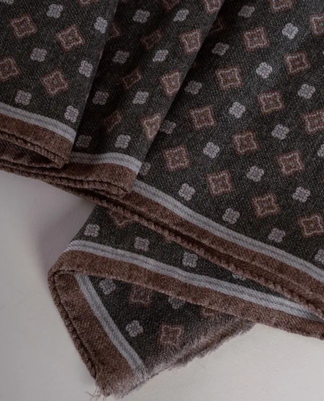 Wool Printed Scarf - Green Melange Medallion Print sold by Paolo Albizzati