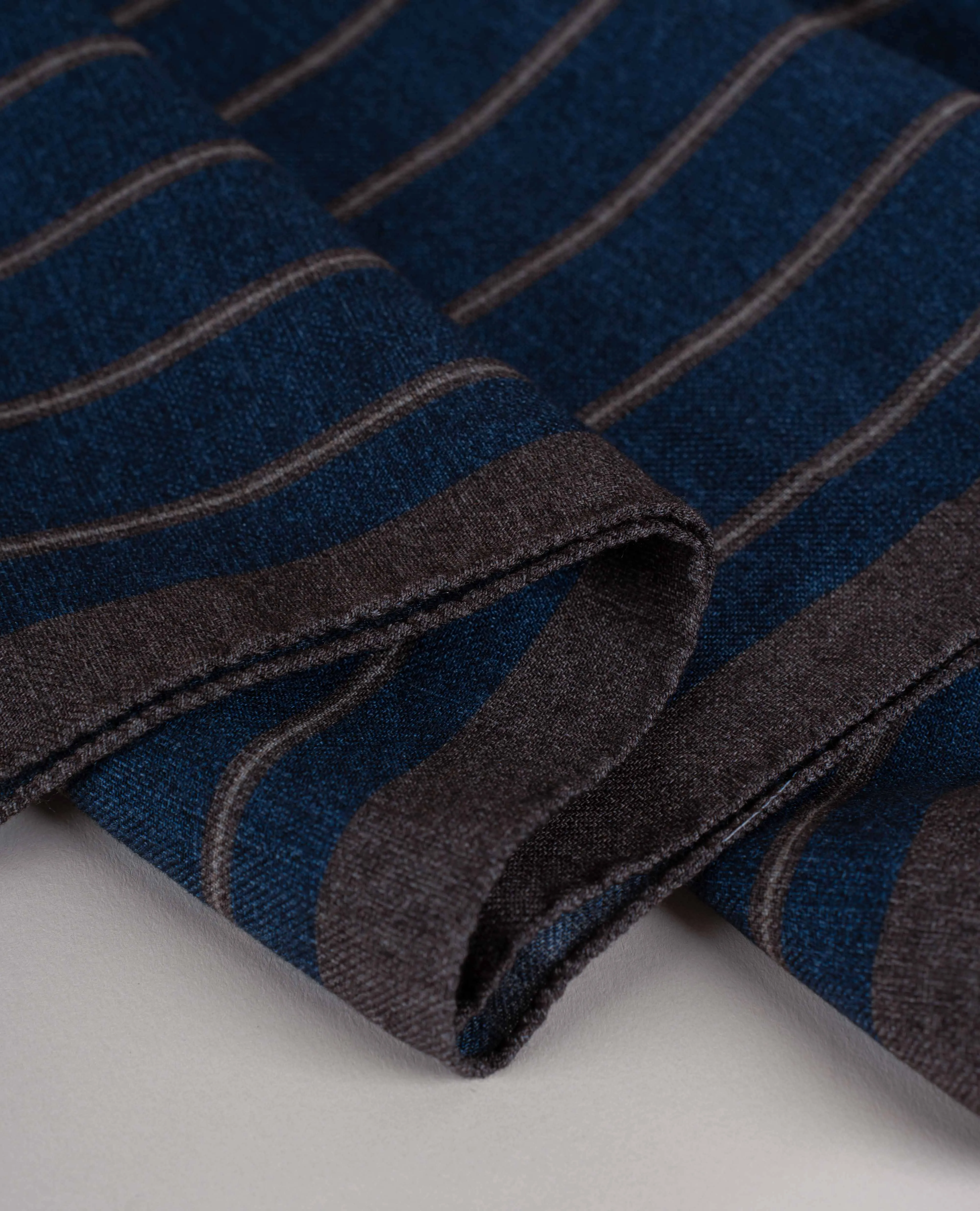 Wool Printed Scarf - Navy Blue Printed Stripes sold by Paolo Albizzati product image thumbnail 2