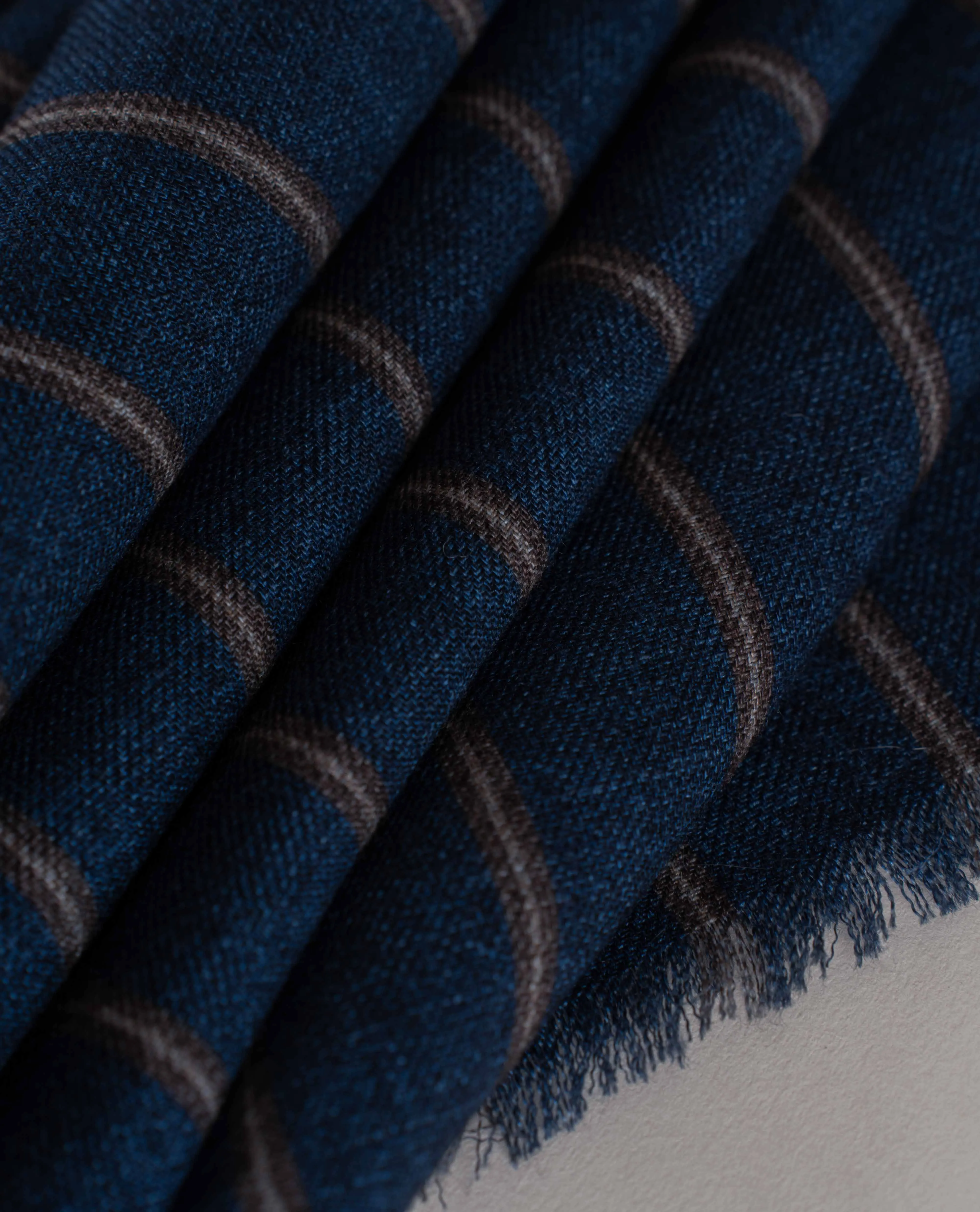 Wool Printed Scarf - Navy Blue Printed Stripes sold by Paolo Albizzati product image thumbnail 4
