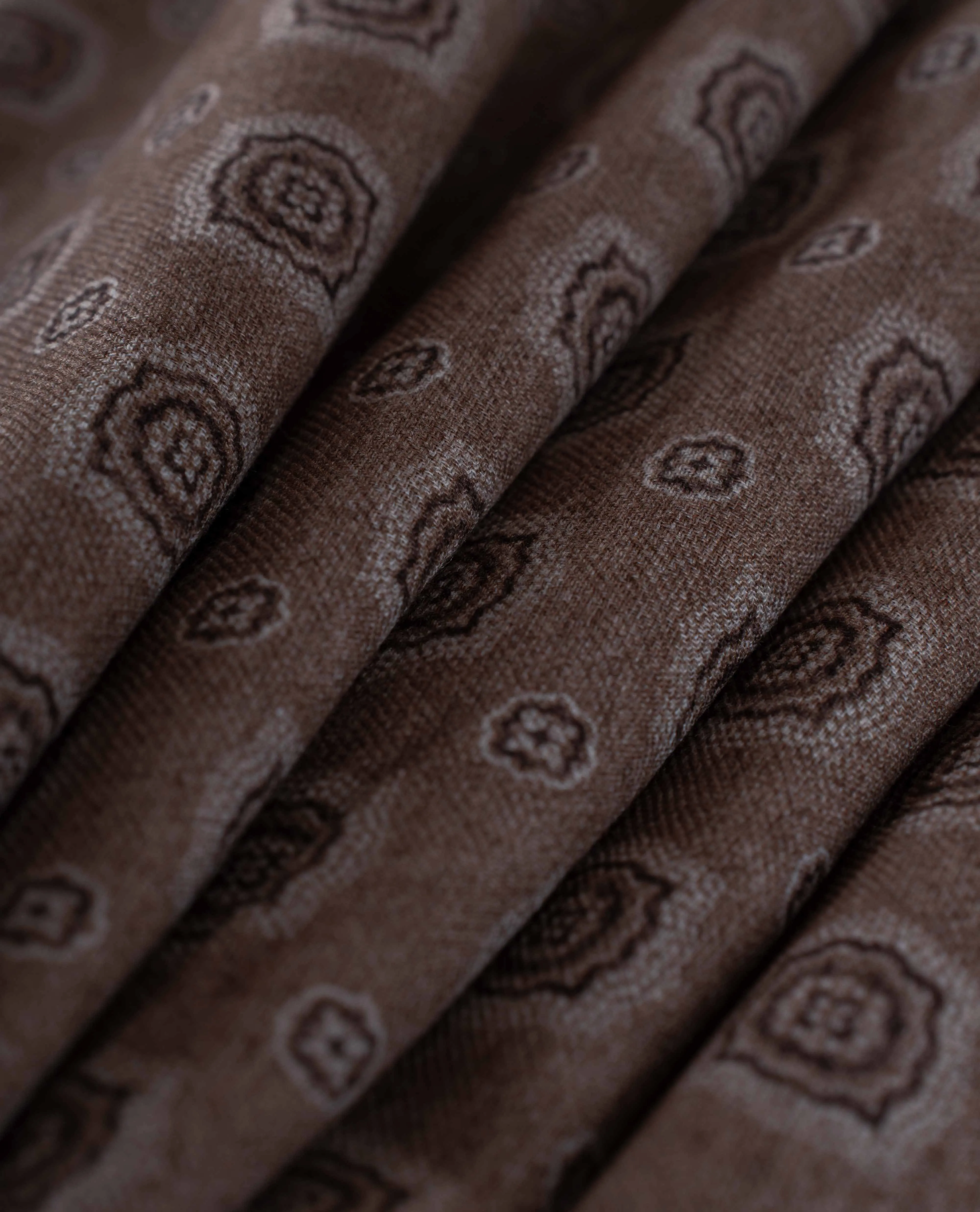 Wool Printed Scarf - Camel Beige Melange Medallion Print sold by Paolo Albizzati product image thumbnail 4