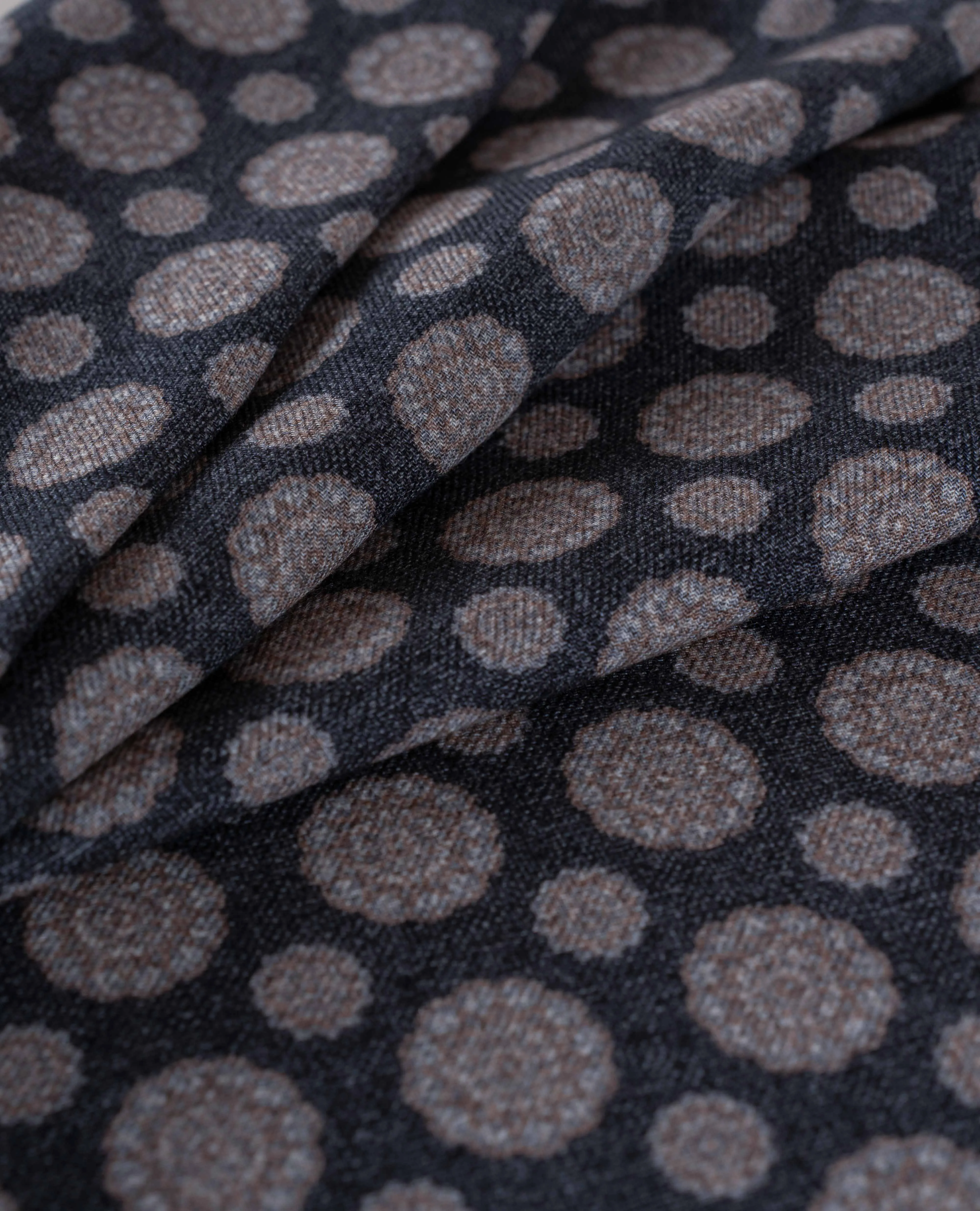 Wool Printed Scarf - Charcoal Grey Melange Medallion Print sold by Paolo Albizzati product image thumbnail 5