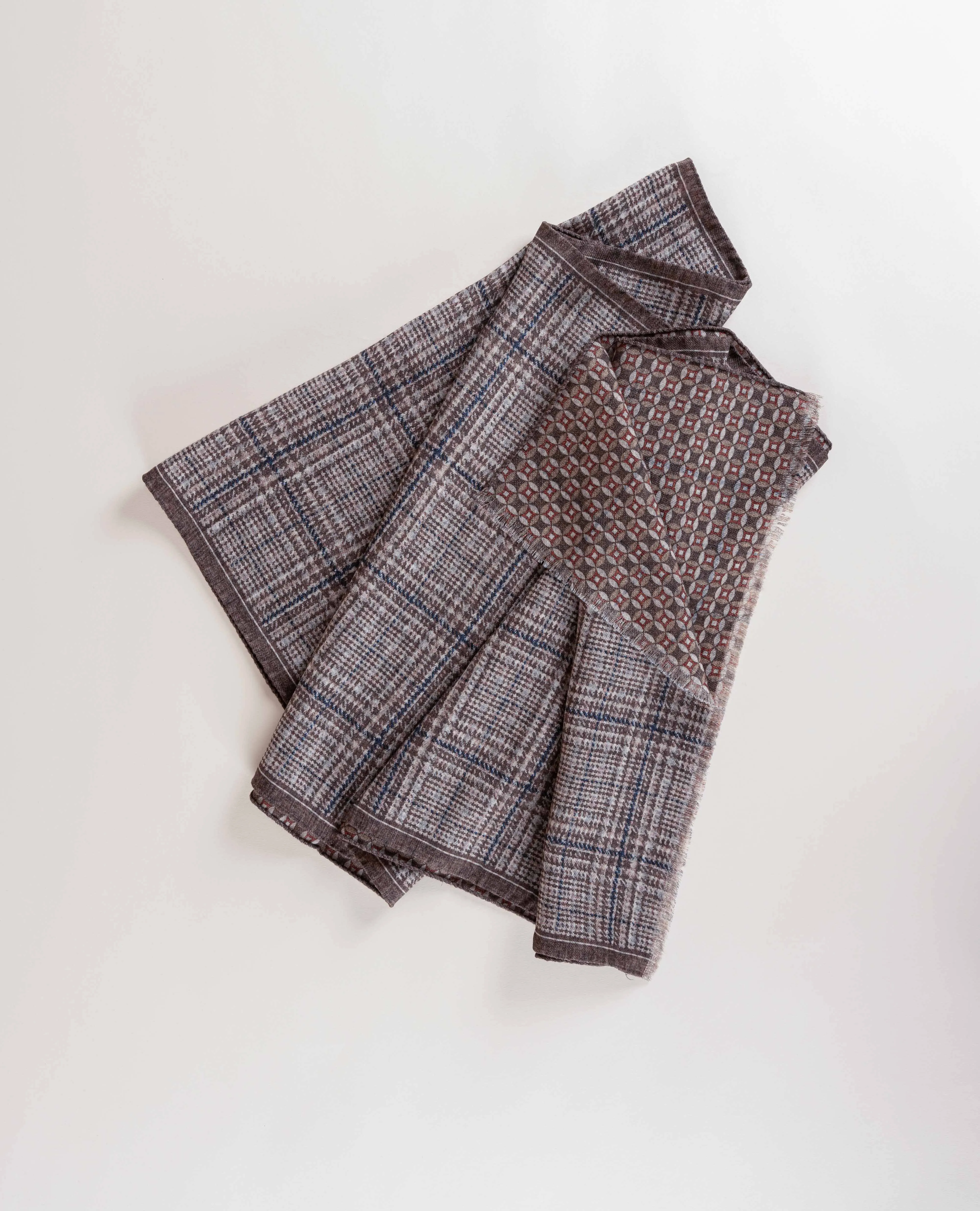 Wool Printed Scarf - Brown Check Melange sold by Paolo Albizzati product image thumbnail 4