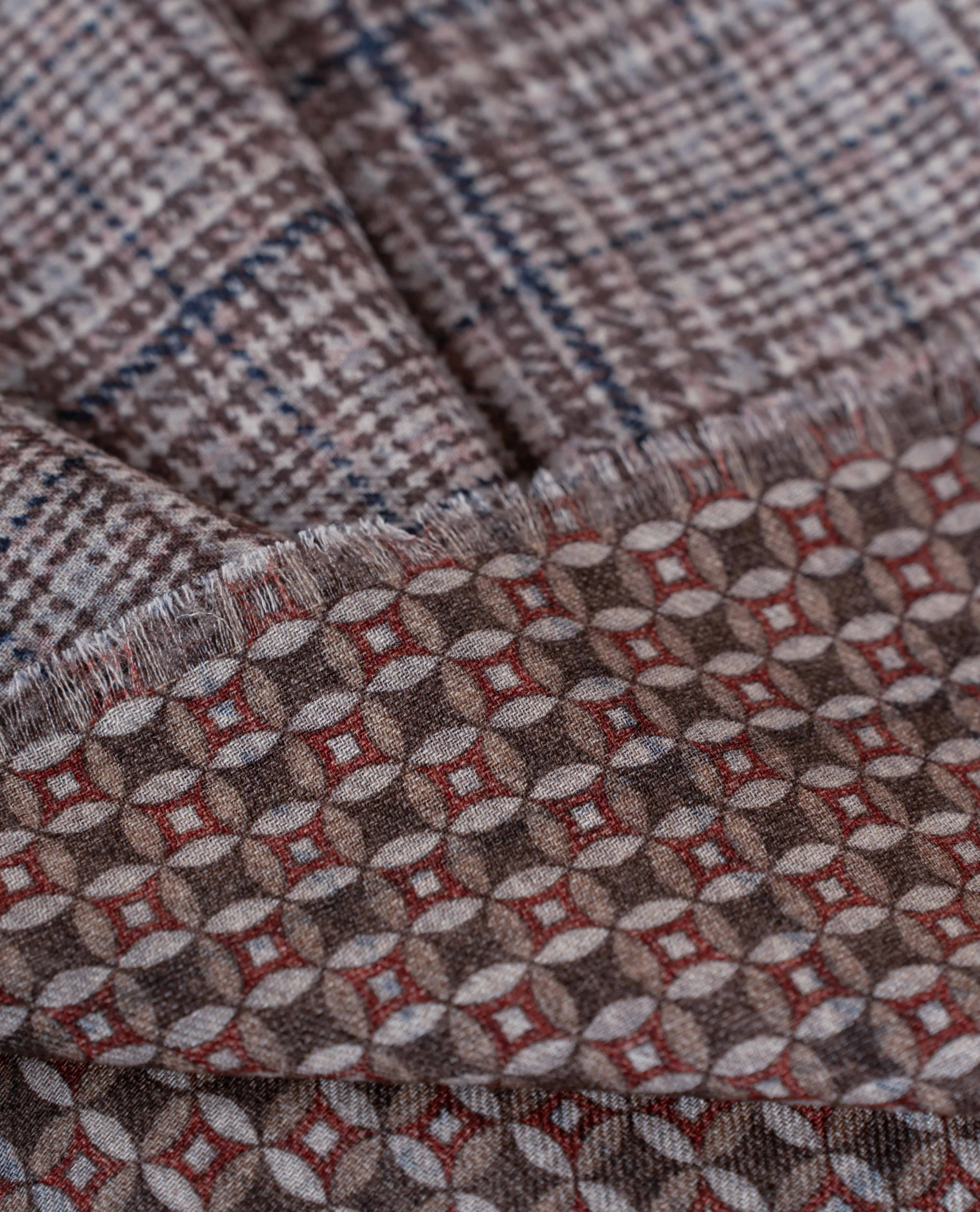 Wool Printed Scarf - Brown Check Melange sold by Paolo Albizzati product image thumbnail 2