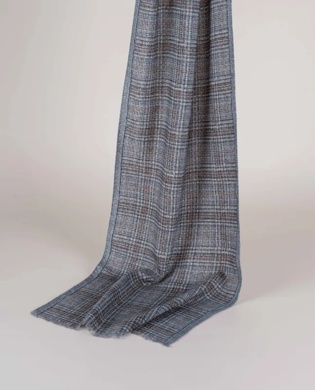 Wool Printed Scarf - Sage Green Check Melange sold by Paolo Albizzati