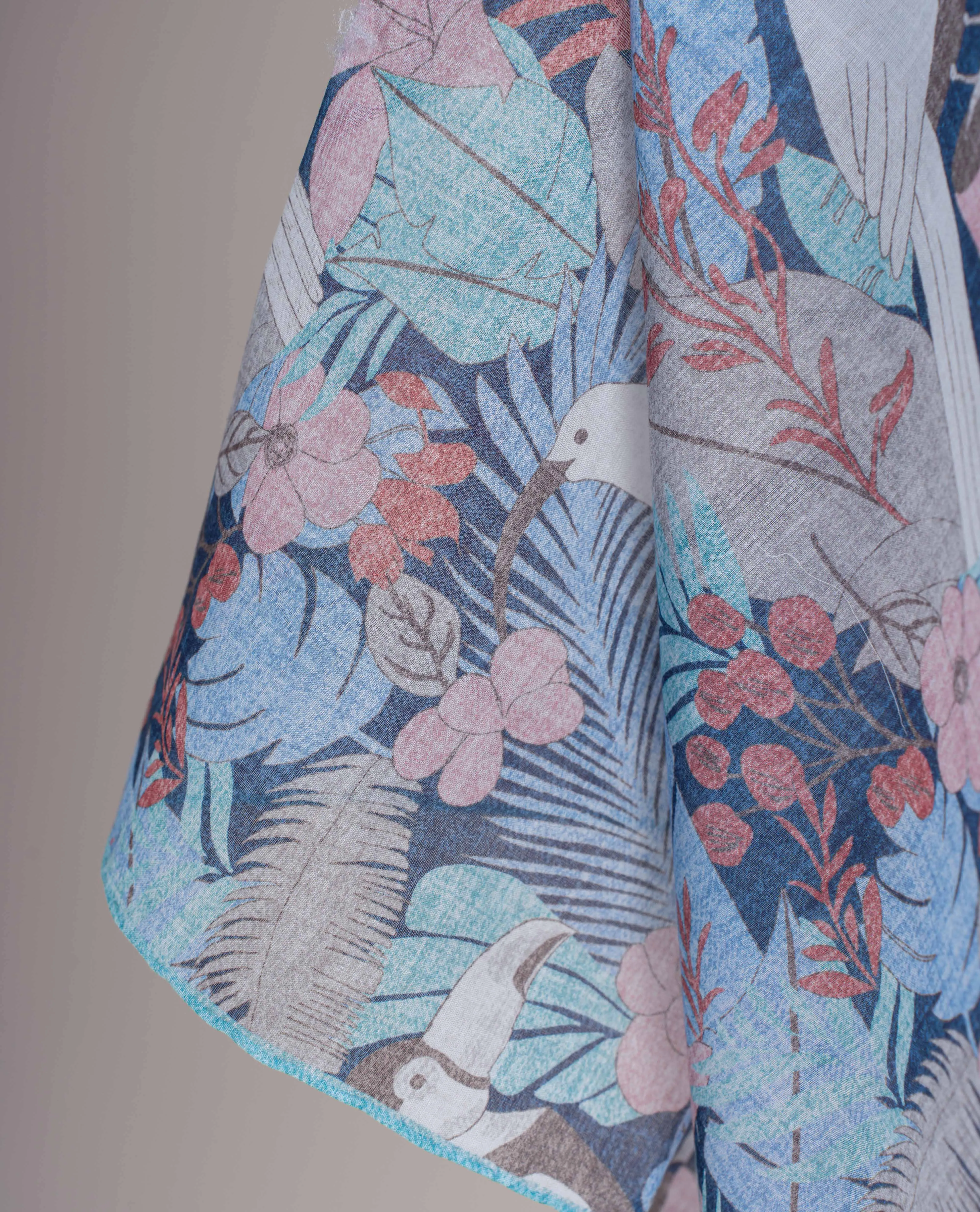 Bandana Scarf - Blue Jungle Motif Print Cotton sold by Paolo Albizzati product image thumbnail 4