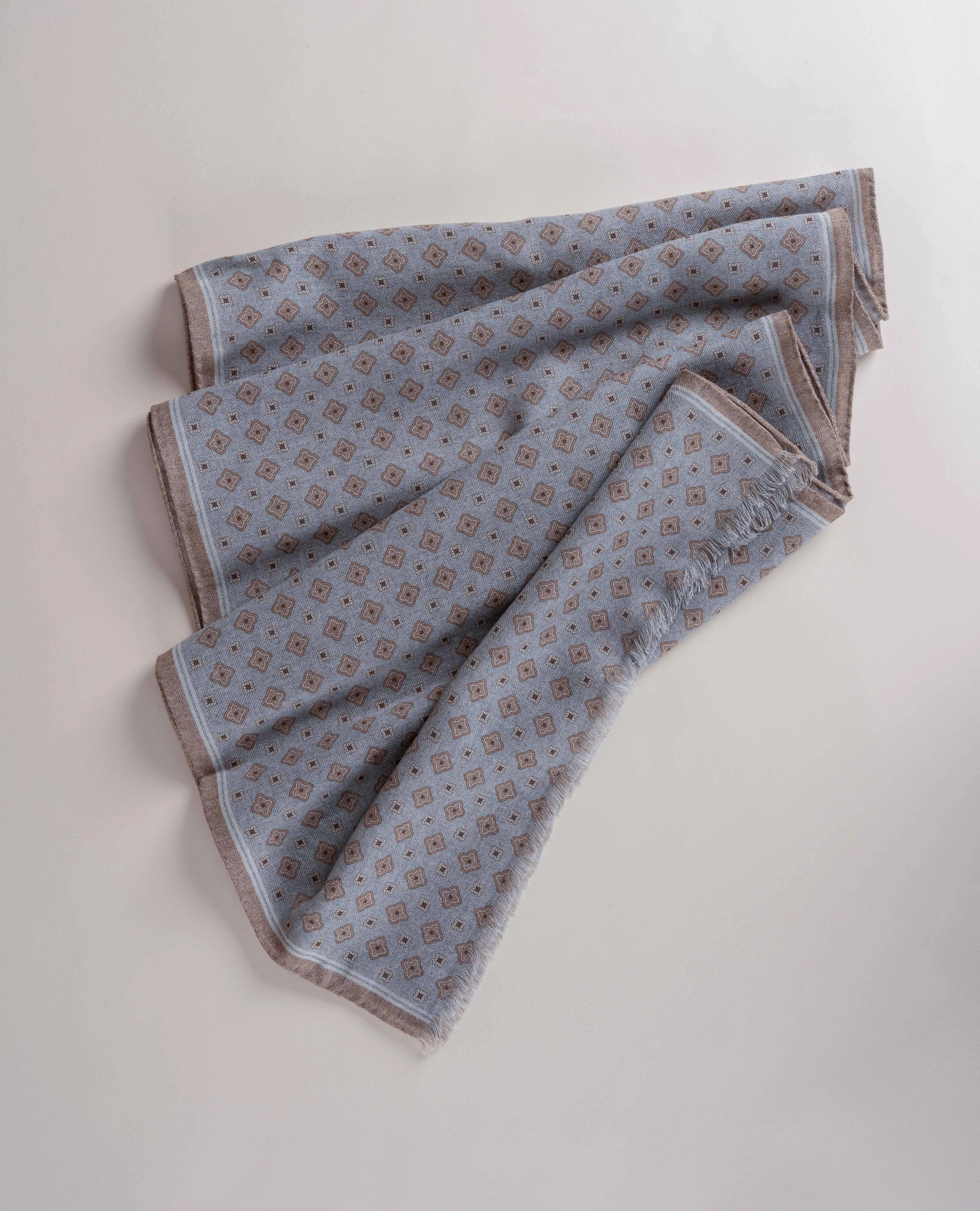 Wool Printed Scarf - Grey Melange Medallion Print sold by Paolo Albizzati product image thumbnail 2