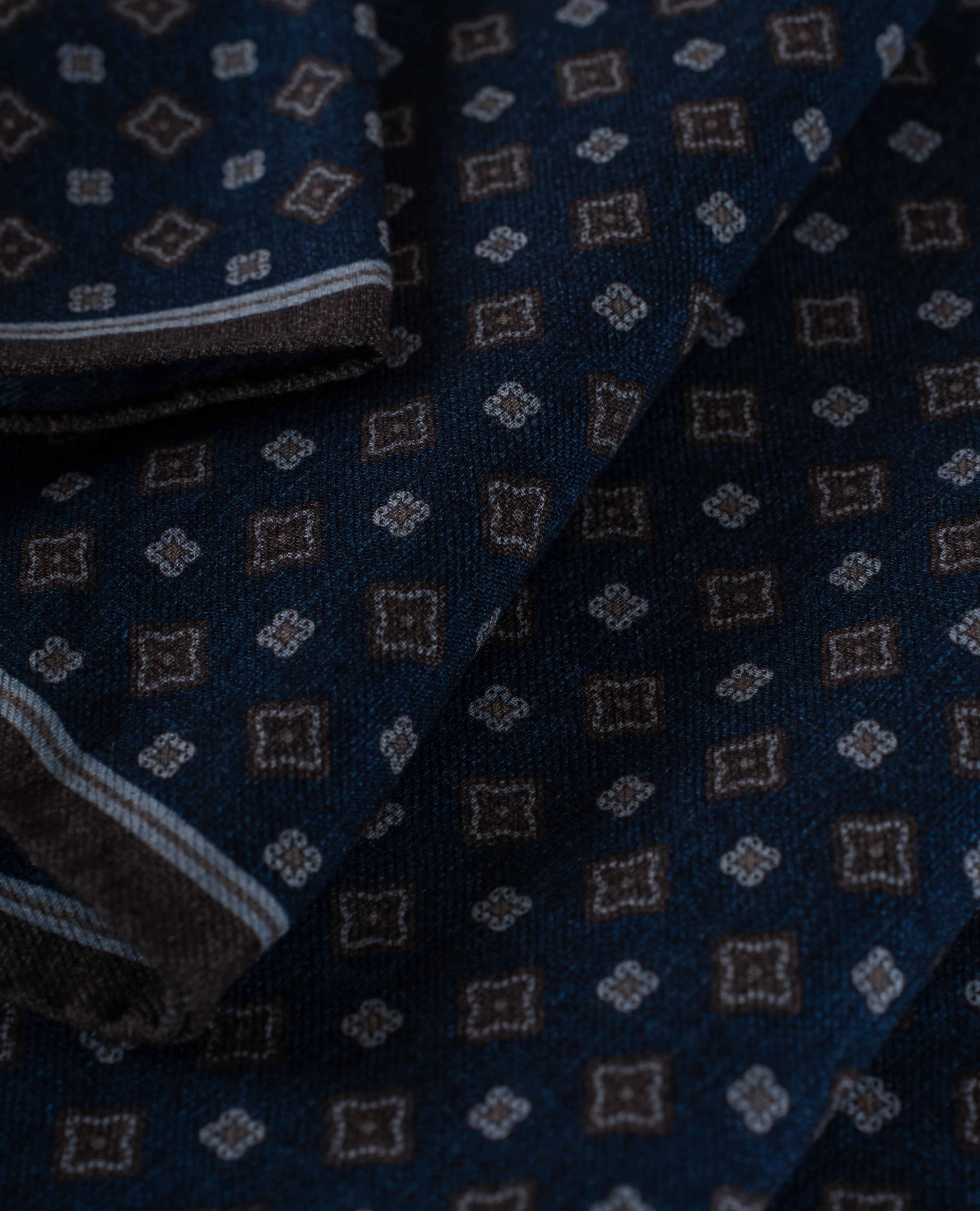 Wool Printed Scarf - Blue Melange Medallion Print sold by Paolo Albizzati product image thumbnail 2