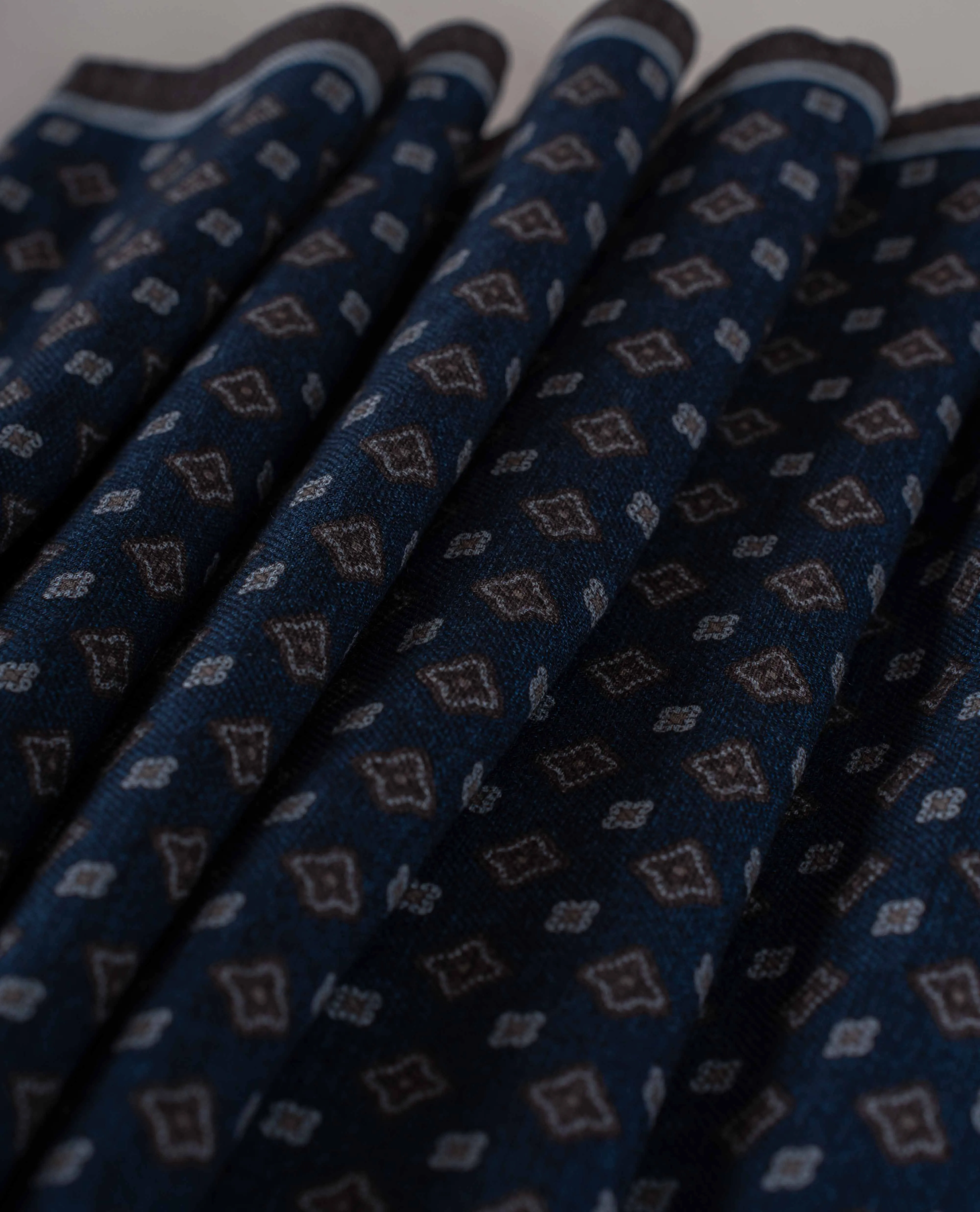 Wool Printed Scarf - Blue Melange Medallion Print sold by Paolo Albizzati product image thumbnail 4