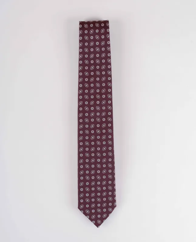 Bouclé Silk Tie - Burgundy Micro Woven Motif sold by Paolo Albizzati