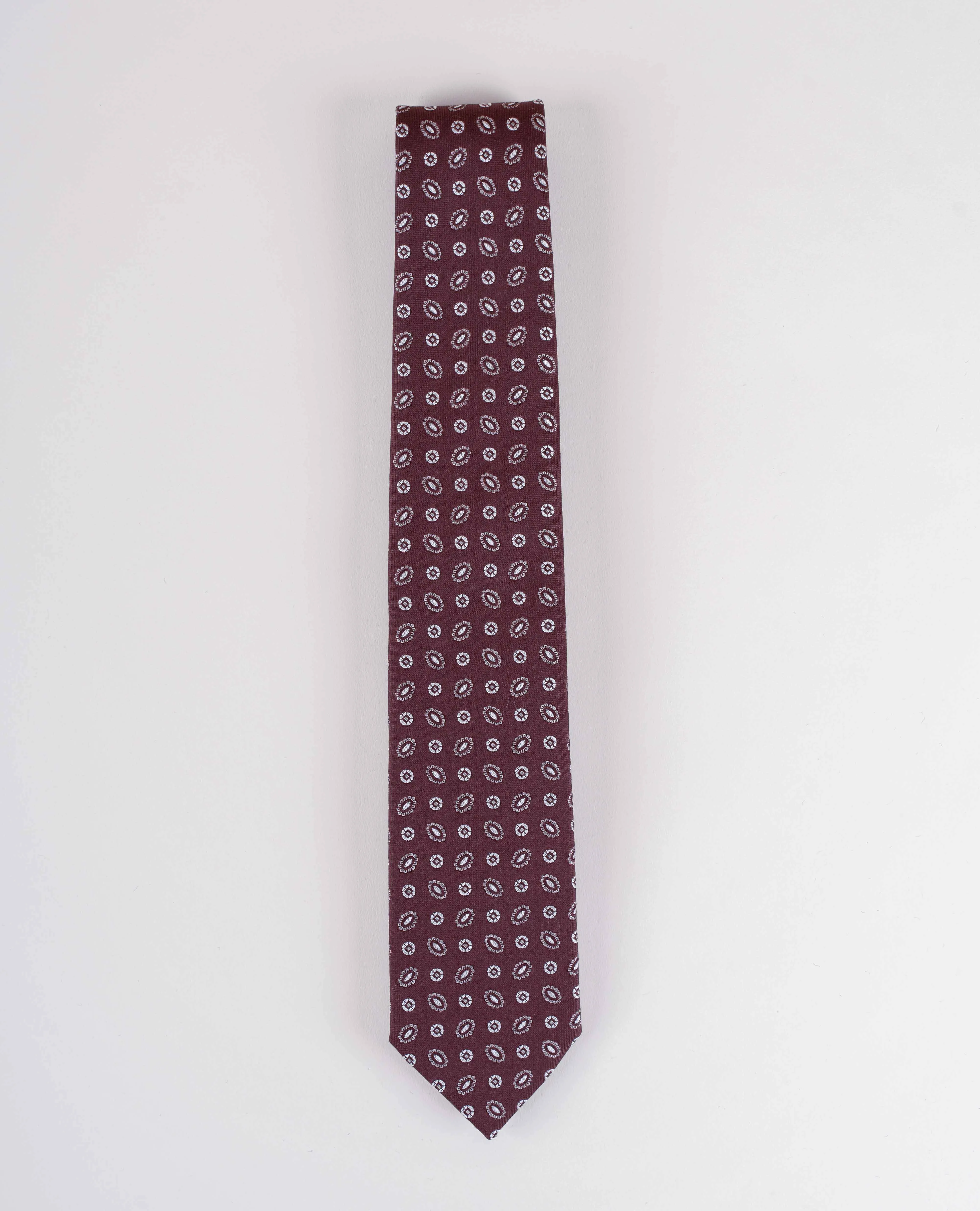 Bouclé Silk Tie - Burgundy Micro Woven Motif sold by Paolo Albizzati