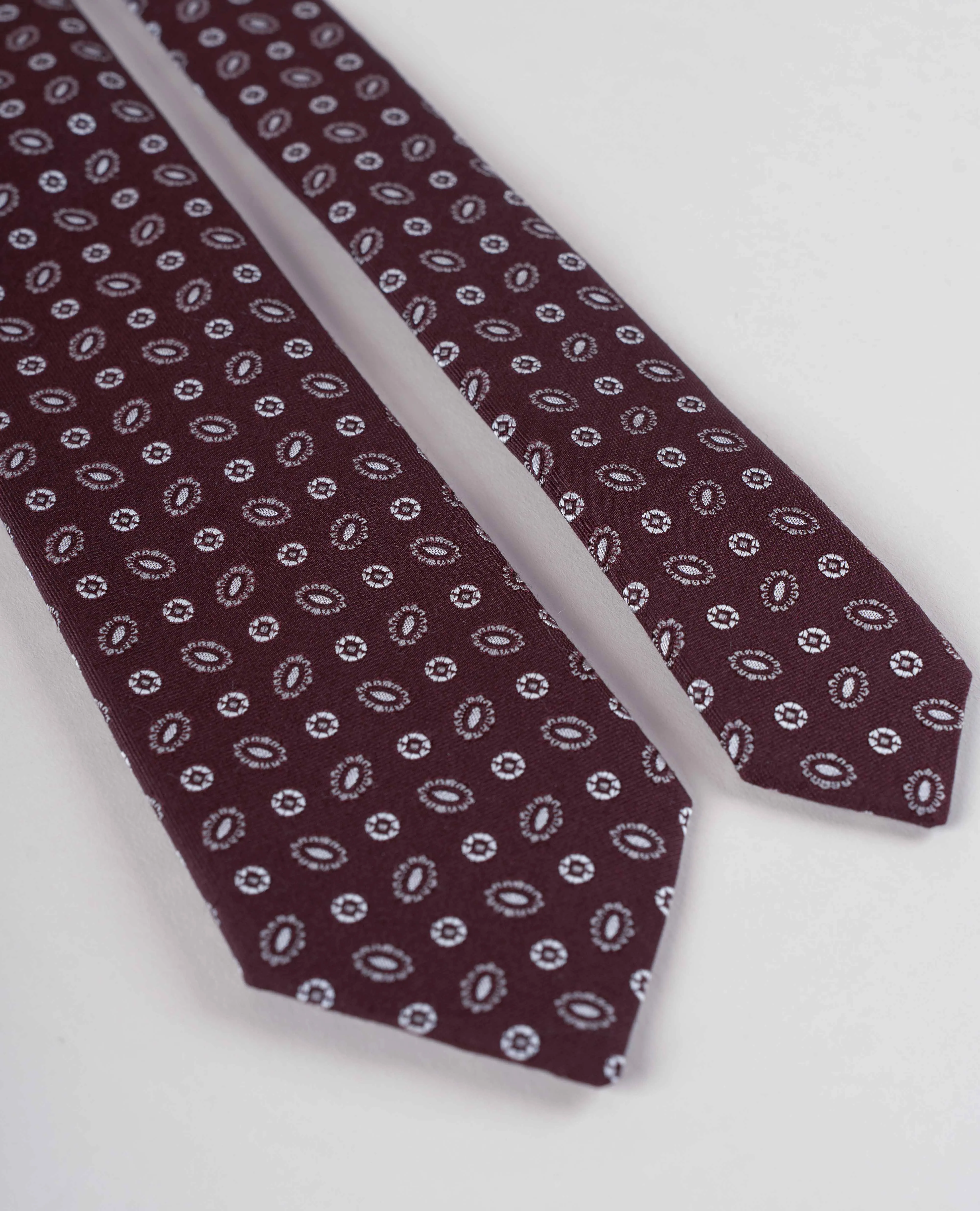 Bouclé Silk Tie - Burgundy Micro Woven Motif sold by Paolo Albizzati product image thumbnail 4
