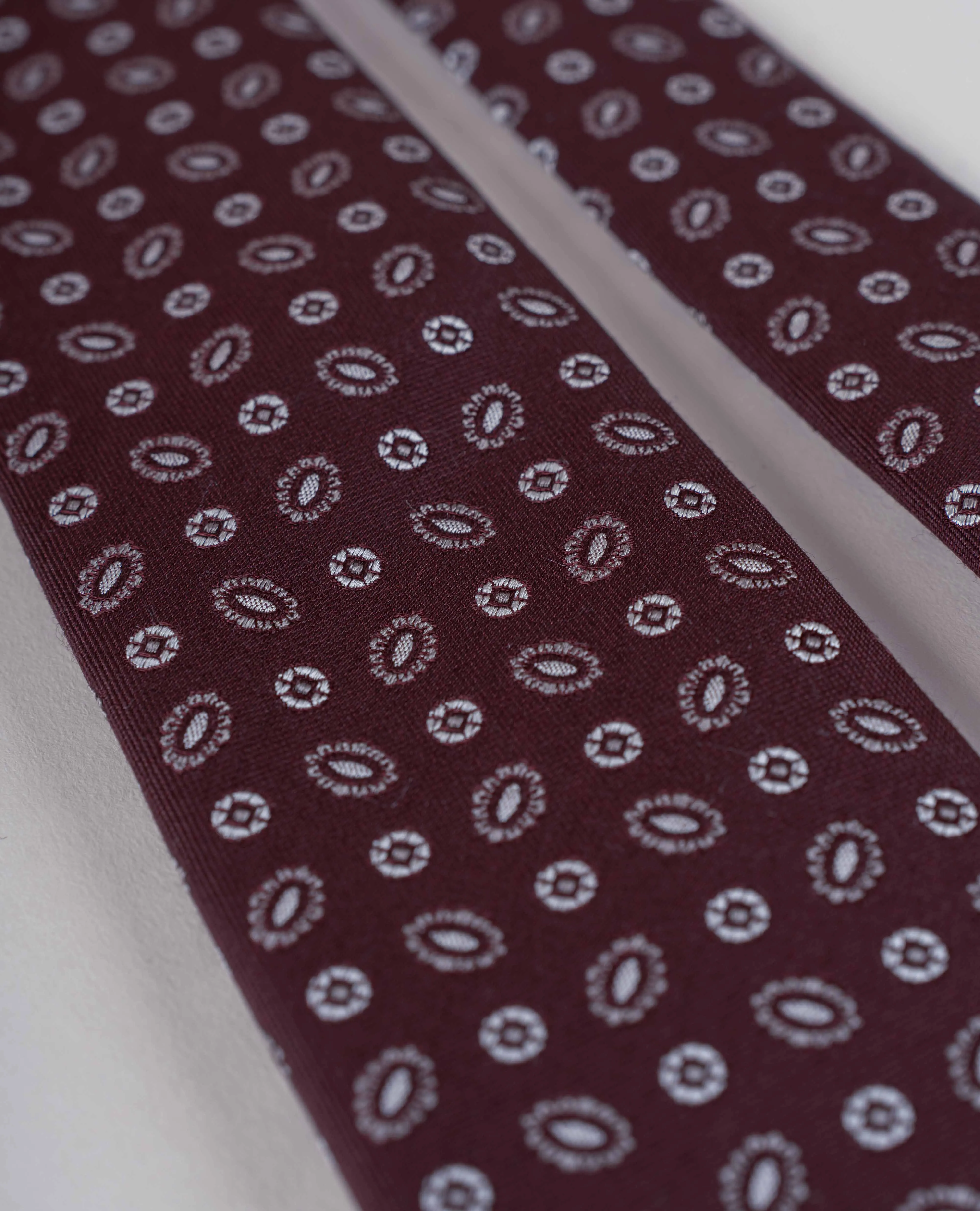 Bouclé Silk Tie - Burgundy Micro Woven Motif sold by Paolo Albizzati product image thumbnail 3