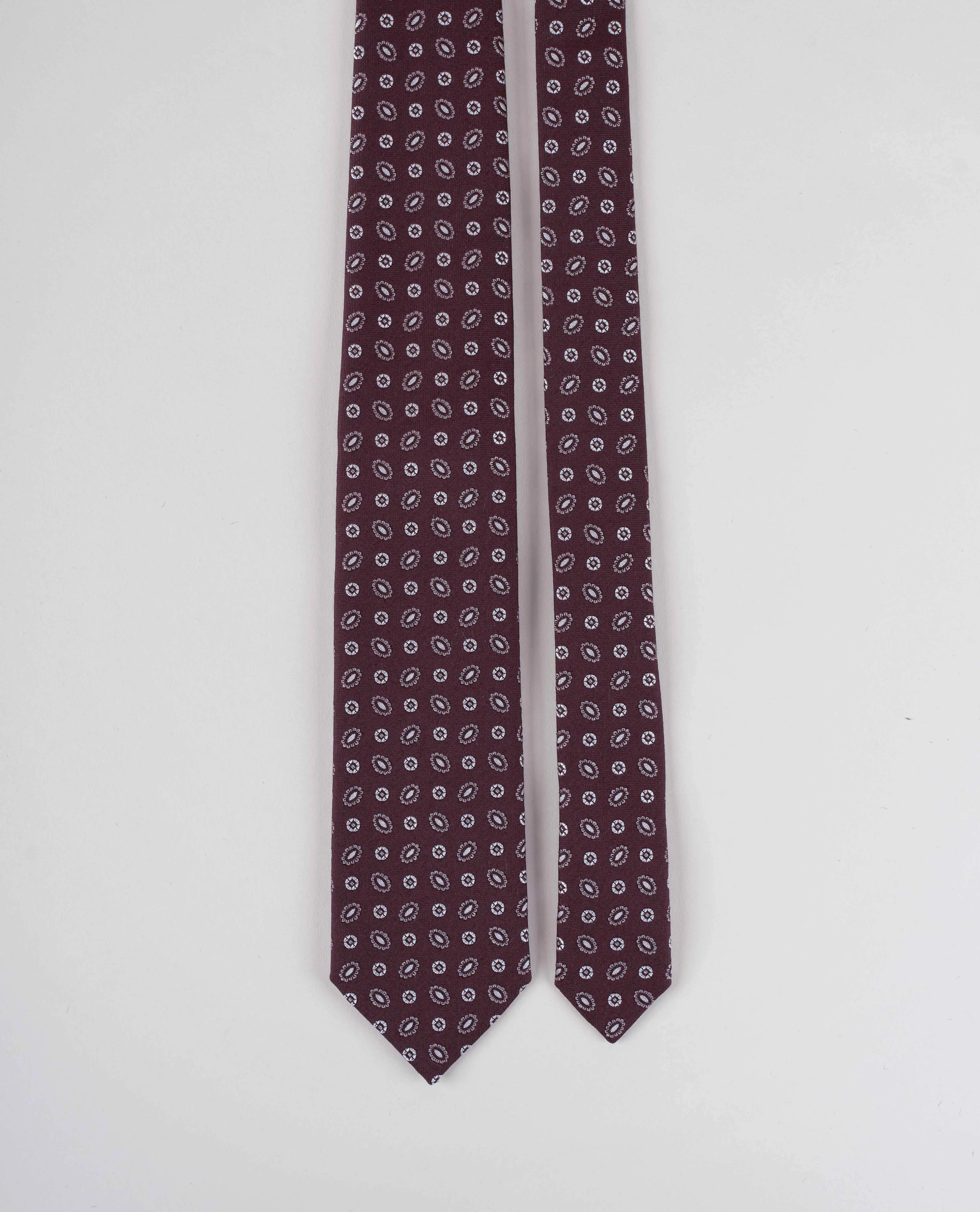 Bouclé Silk Tie - Burgundy Micro Woven Motif sold by Paolo Albizzati product image thumbnail 2