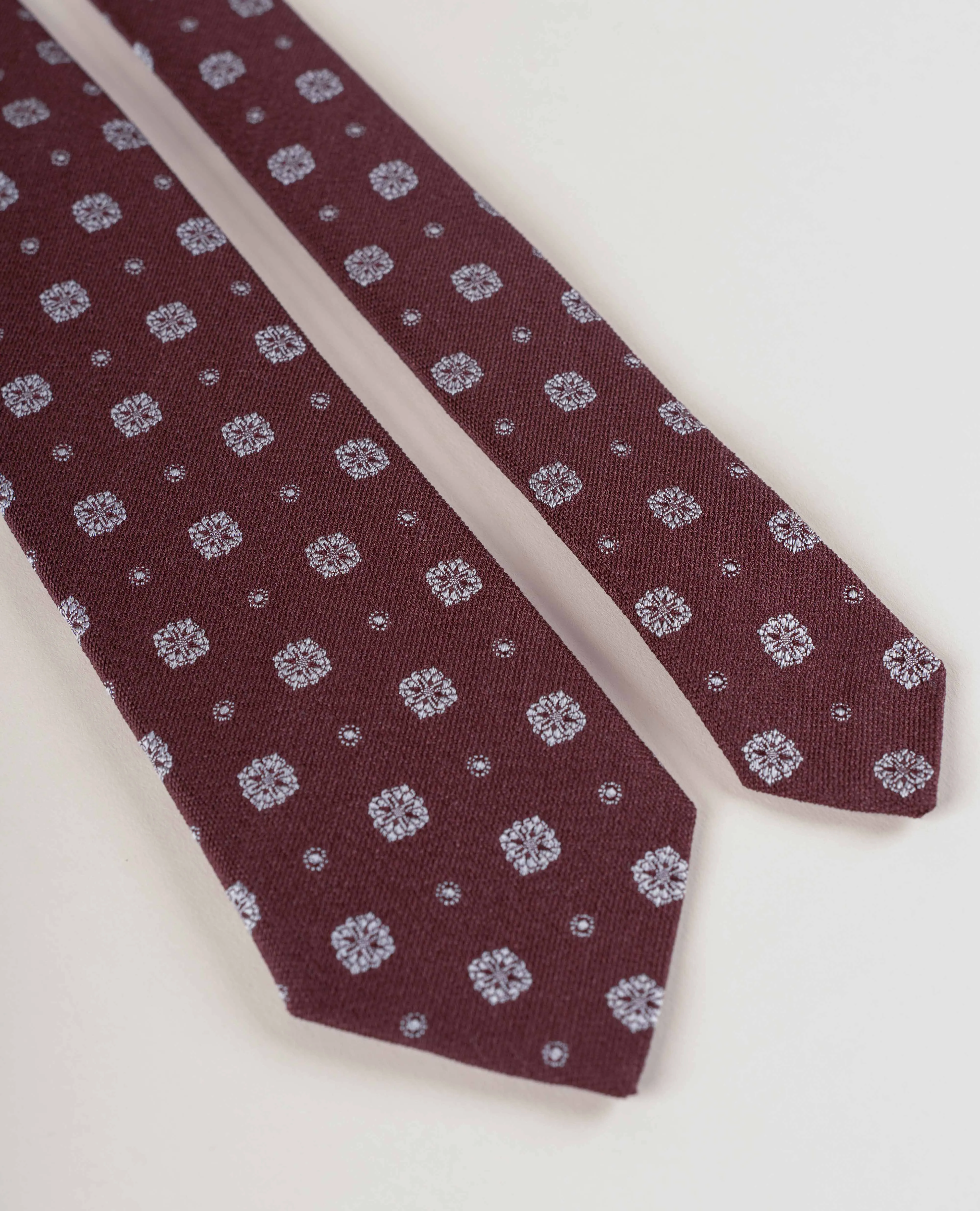 Bouclé Silk Tie - Burgundy Micro Flower sold by Paolo Albizzati product image thumbnail 5