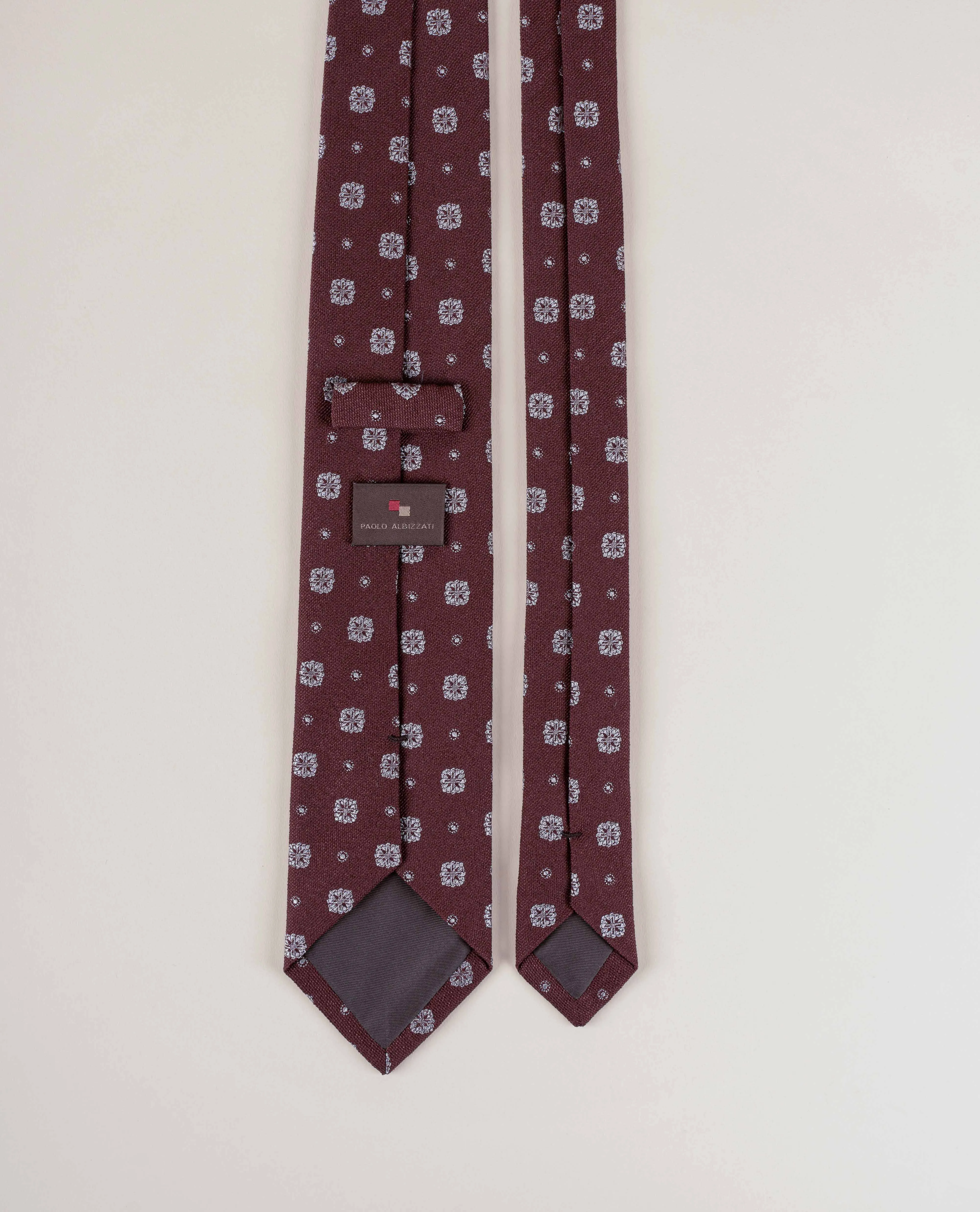 Bouclé Silk Tie - Burgundy Micro Flower sold by Paolo Albizzati product image thumbnail 3
