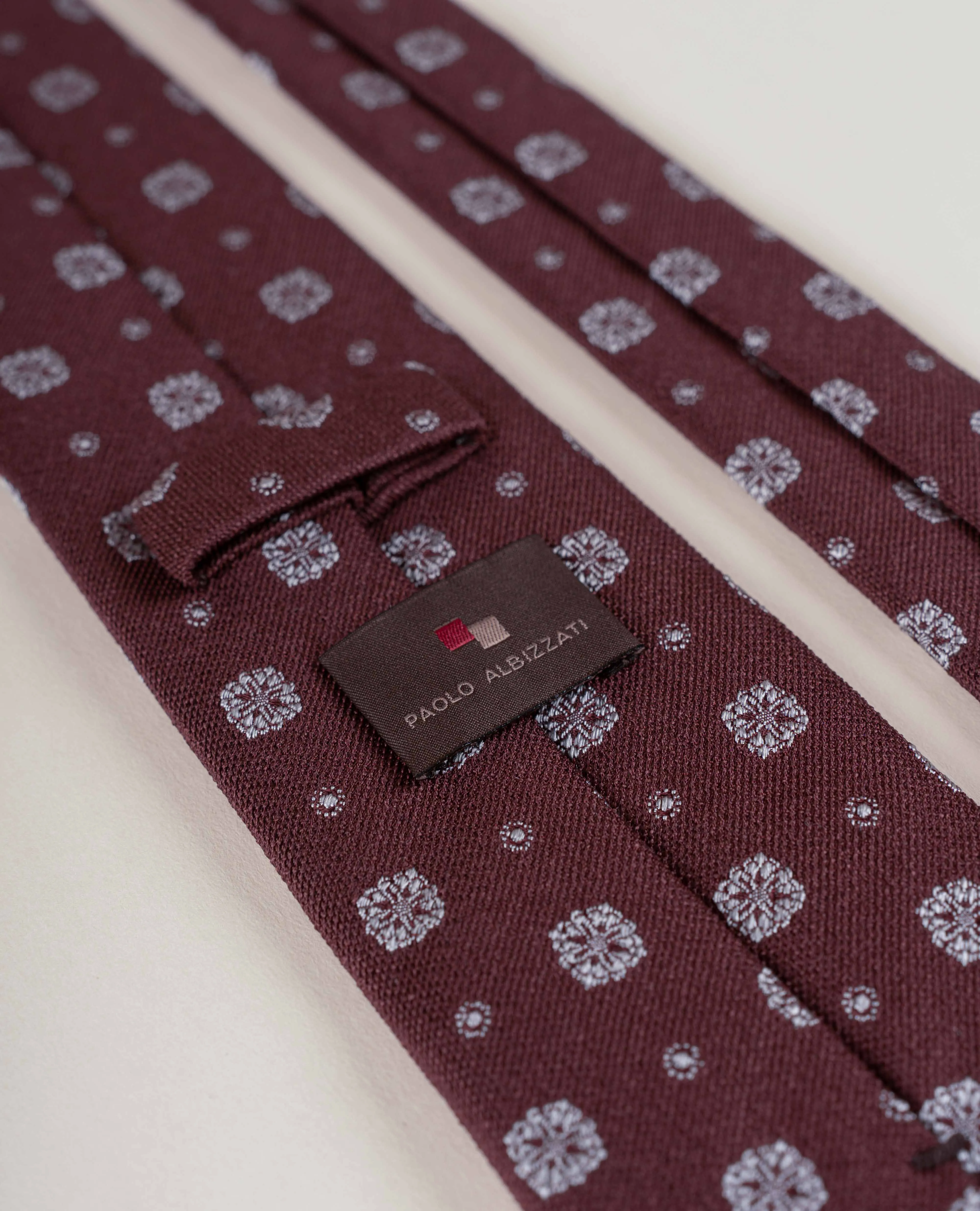 Bouclé Silk Tie - Burgundy Micro Flower sold by Paolo Albizzati product image thumbnail 4