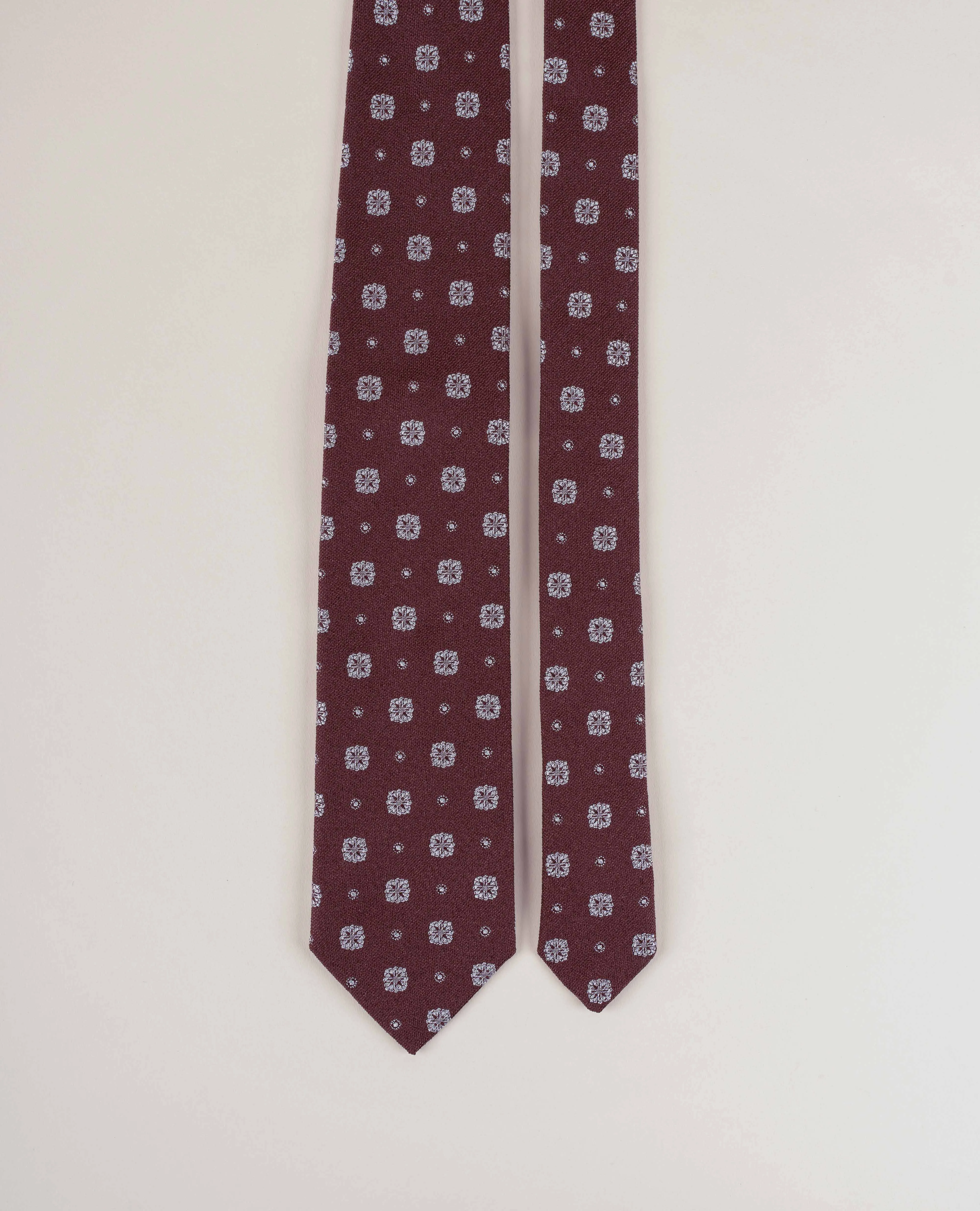 Bouclé Silk Tie - Burgundy Micro Flower sold by Paolo Albizzati product image thumbnail 2