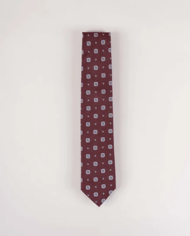 Bouclé Silk Tie - Burgundy Micro Flower sold by Paolo Albizzati