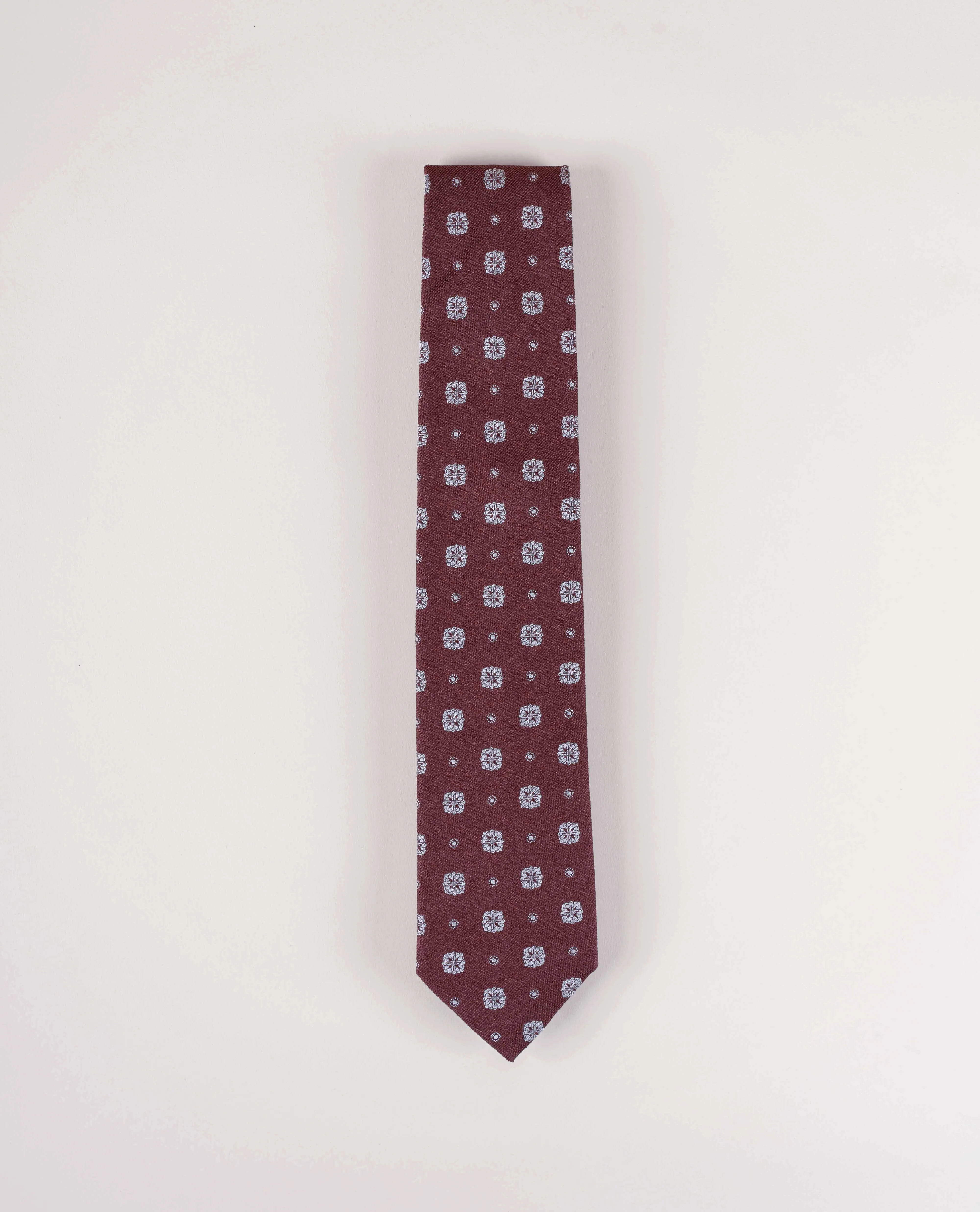 Bouclé Silk Tie - Burgundy Micro Flower sold by Paolo Albizzati