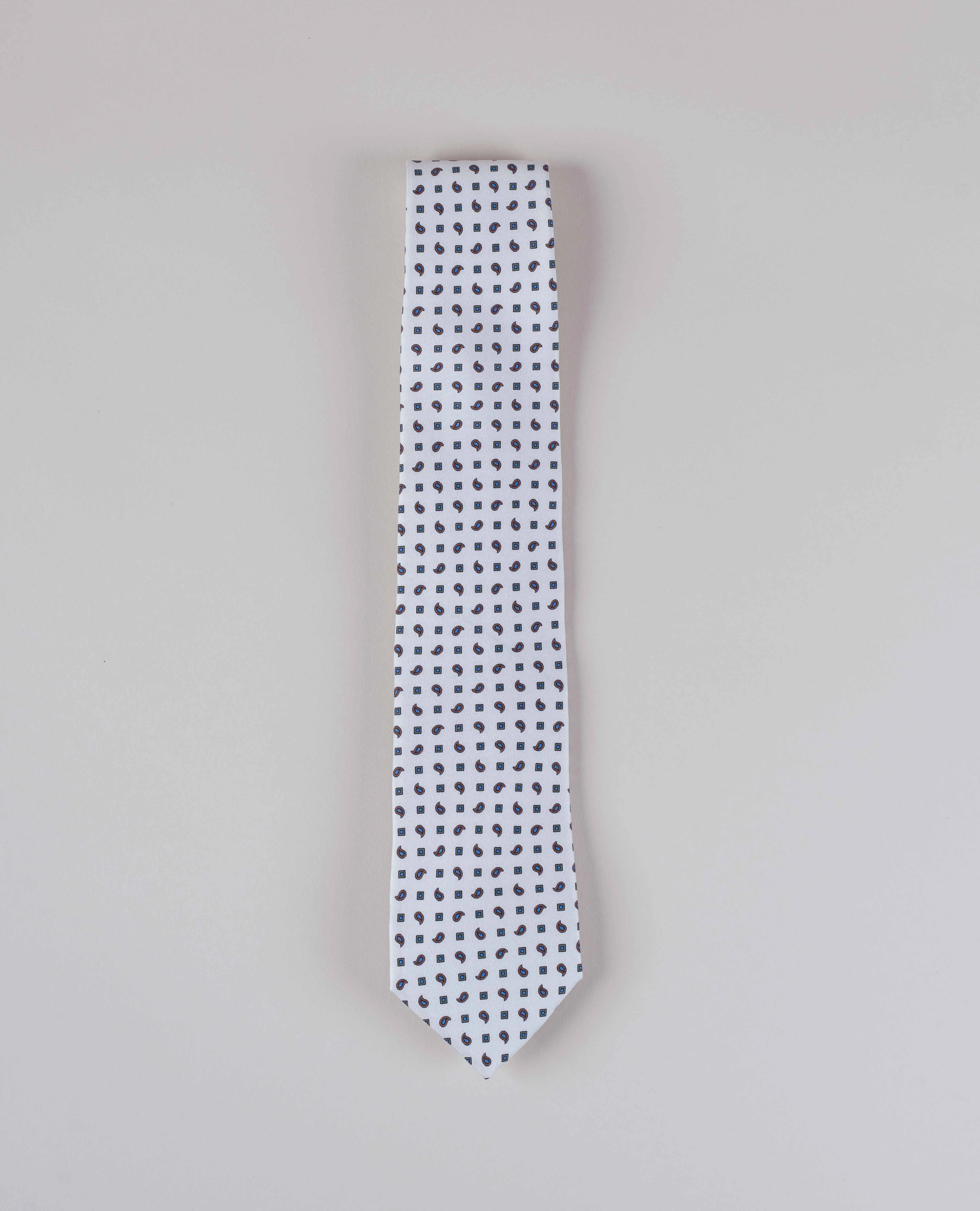 Micro Paisley Print Twill Silk Tie - White sold by Paolo Albizzati product image thumbnail 3