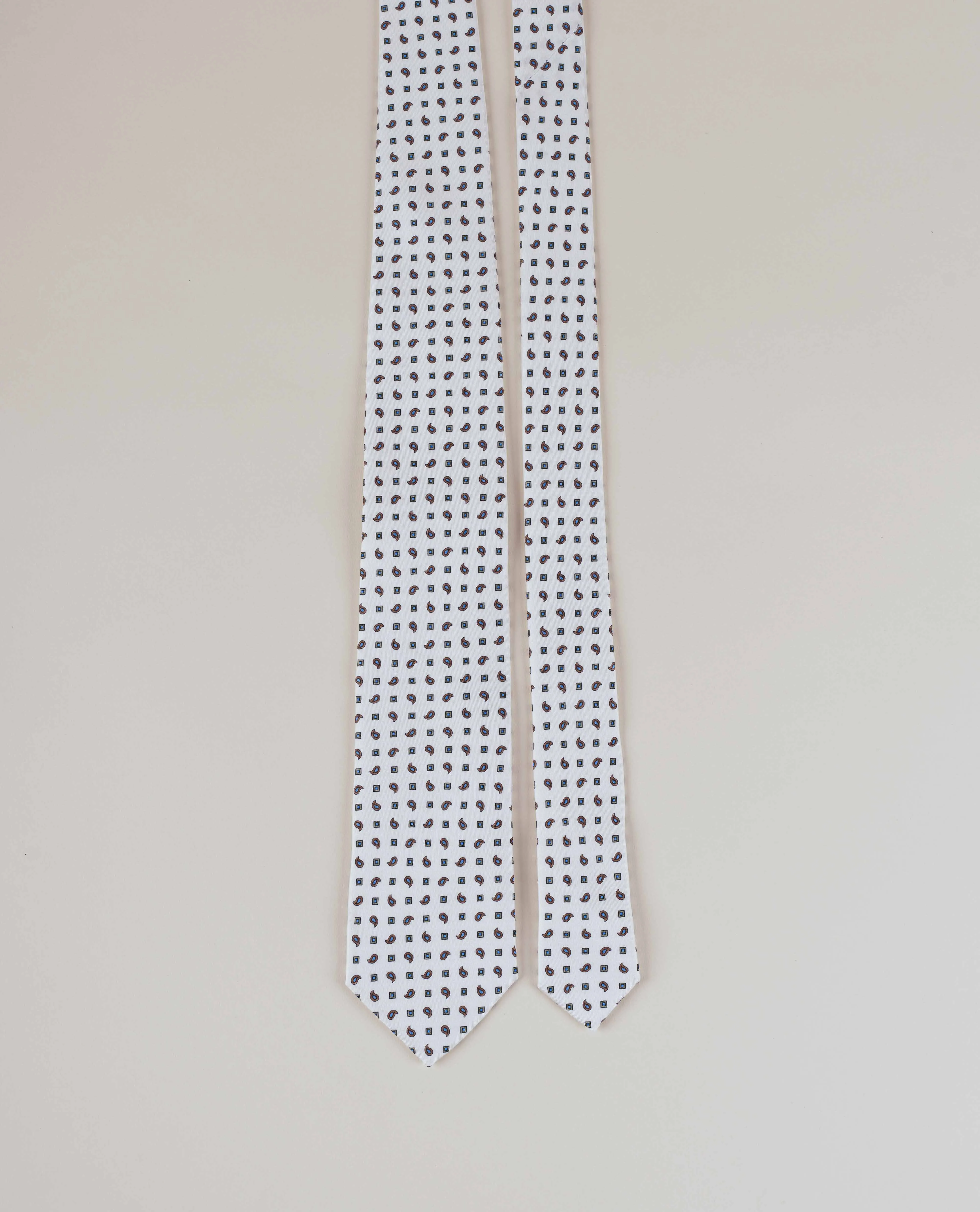 Micro Paisley Print Twill Silk Tie - White sold by Paolo Albizzati product image thumbnail 4