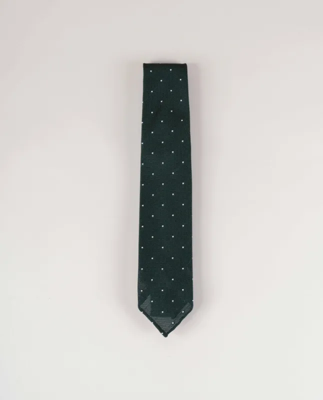 Original Grenadine Silk Tie - Green with White Dots sold by Paolo Albizzati