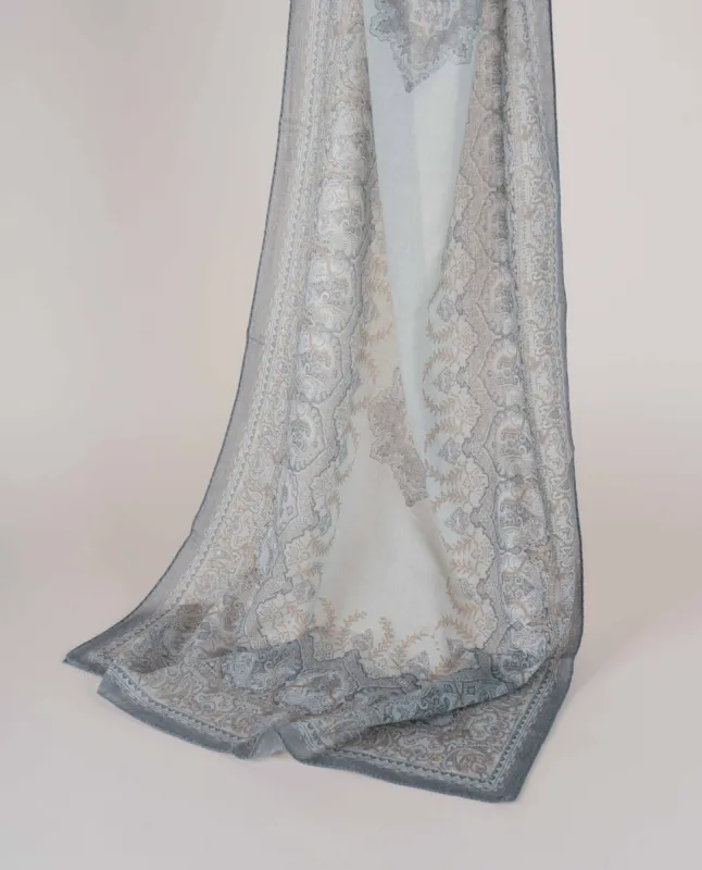 Printed Soft Wool Scarf - Sage Green Paisley sold by Paolo Albizzati