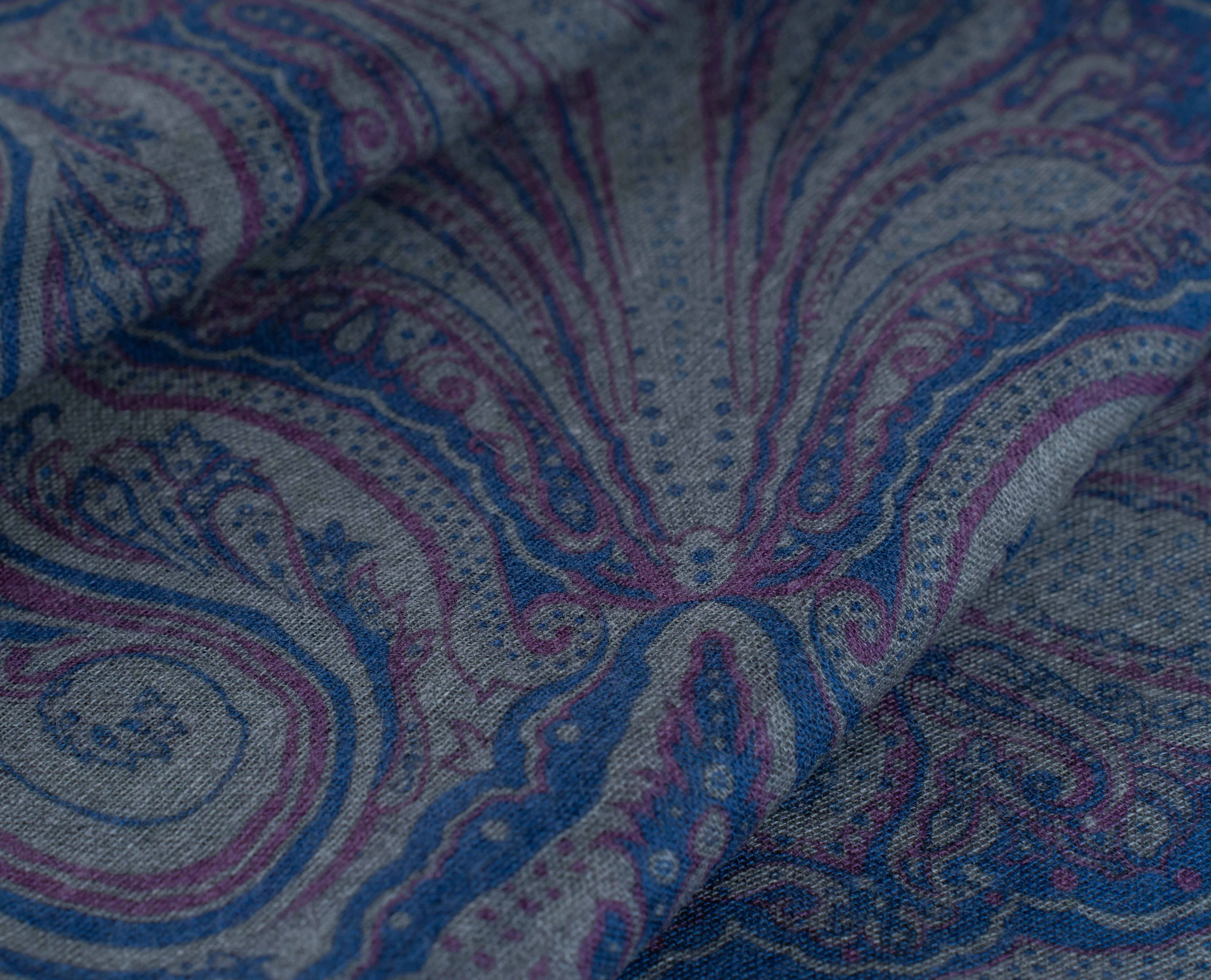 Soft Wool Scarf - Green and Blue Maxi Paisley Print sold by Paolo Albizzati product image thumbnail 3