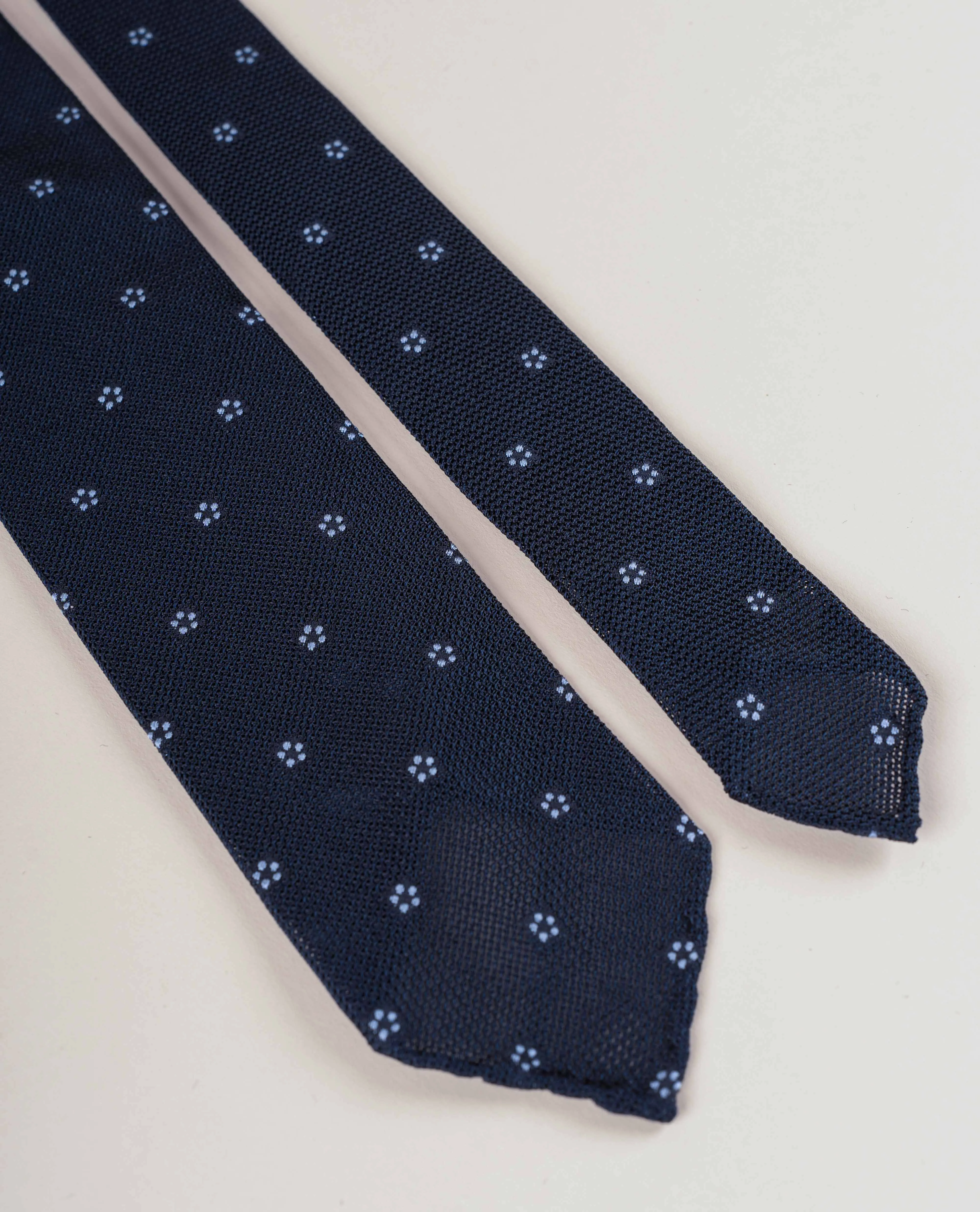 Original Grenadine Silk Tie - Navy Blue with Light Blue Flowers sold by Paolo Albizzati product image thumbnail 3