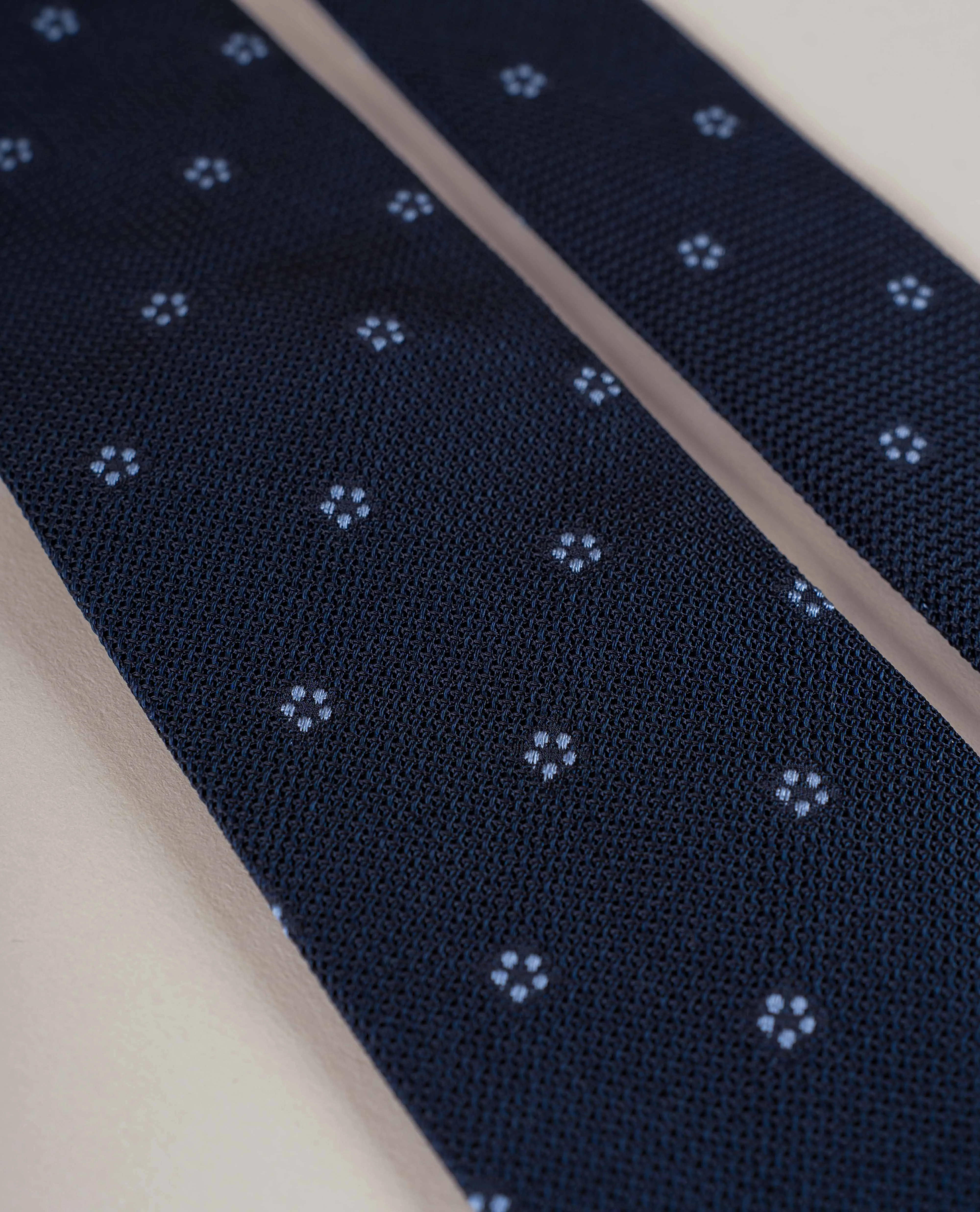Original Grenadine Silk Tie - Navy Blue with Light Blue Flowers sold by Paolo Albizzati product image thumbnail 4